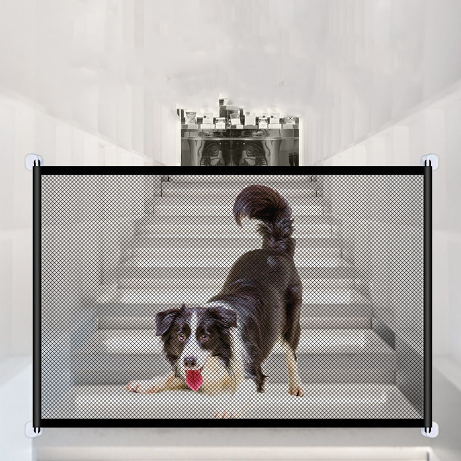 thumbnail video image 2 of No Drilling Antis Pet Door Fence, Dog Gates for Inside the House, Mesh Baby Gate or Mesh Dog Gate 28"x70", Child Safety Gate for Doorways, Stairs, Hallways, Indoor/Outdoor, 2 of 10