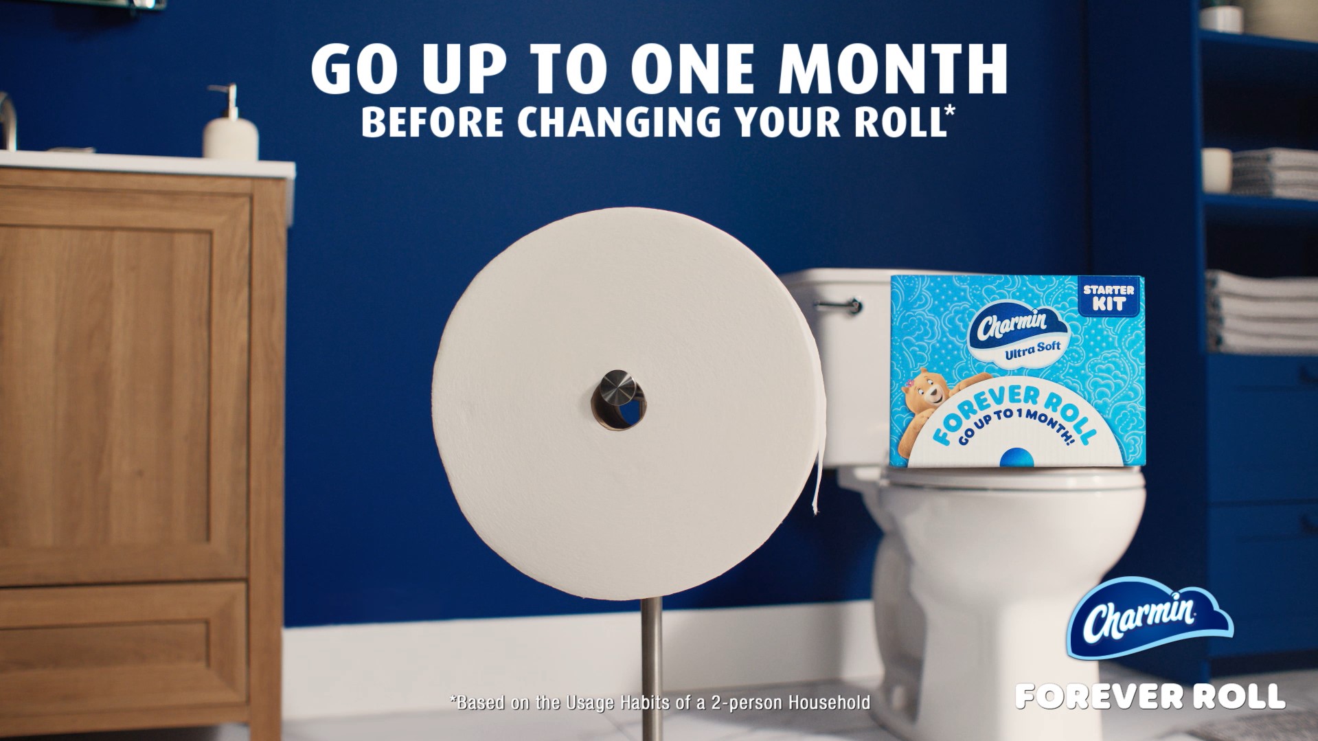 thumbnail video image 3 of Charmin Ultra Soft Toilet Paper, Forever Roll Starter Kit, 1 Holder, 2 Rolls, 2-Ply Bath Tissue, 3 of 16