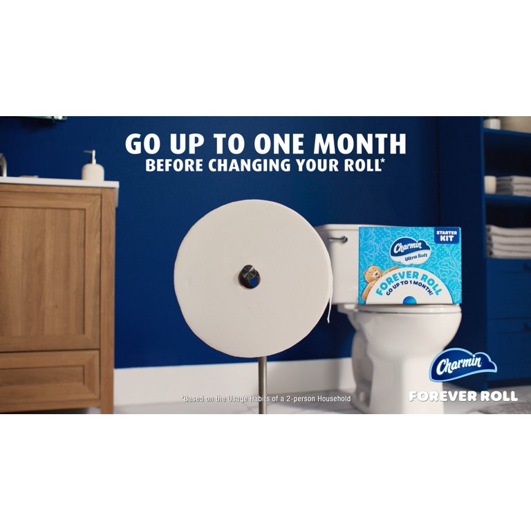 Charmin Toilet Paper Ultra Soft, Forever Roll Starter Kit, 1 Holder, 2 Rolls, 2-Ply Bath Tissue