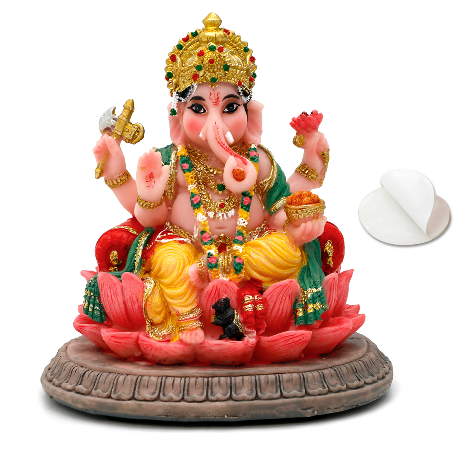 thumbnail video image 2 of Indian Gifts Lord Ganesha Statue - 3.6" H Hindu Idol Ganesha for Car Dashboard Ganpati Diwali Gift for Indian Man Women Altar Yoga Studio Meditation Office Home Temple Mandir Puja Item, 2 of 10