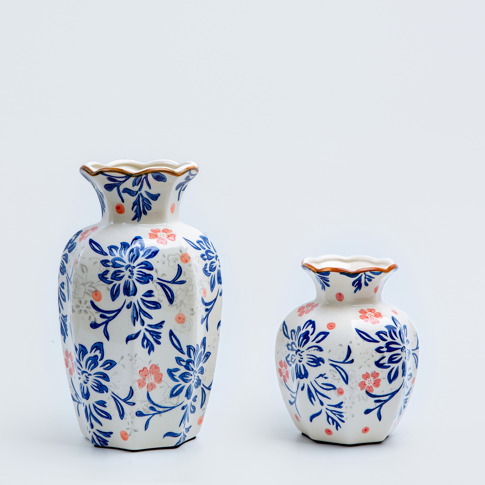 thumbnail video image 2 of NOVATRAX Large Blue Red Ceramic Vase Tall Decorative Vase for Living Room or Entryway, 2 of 8