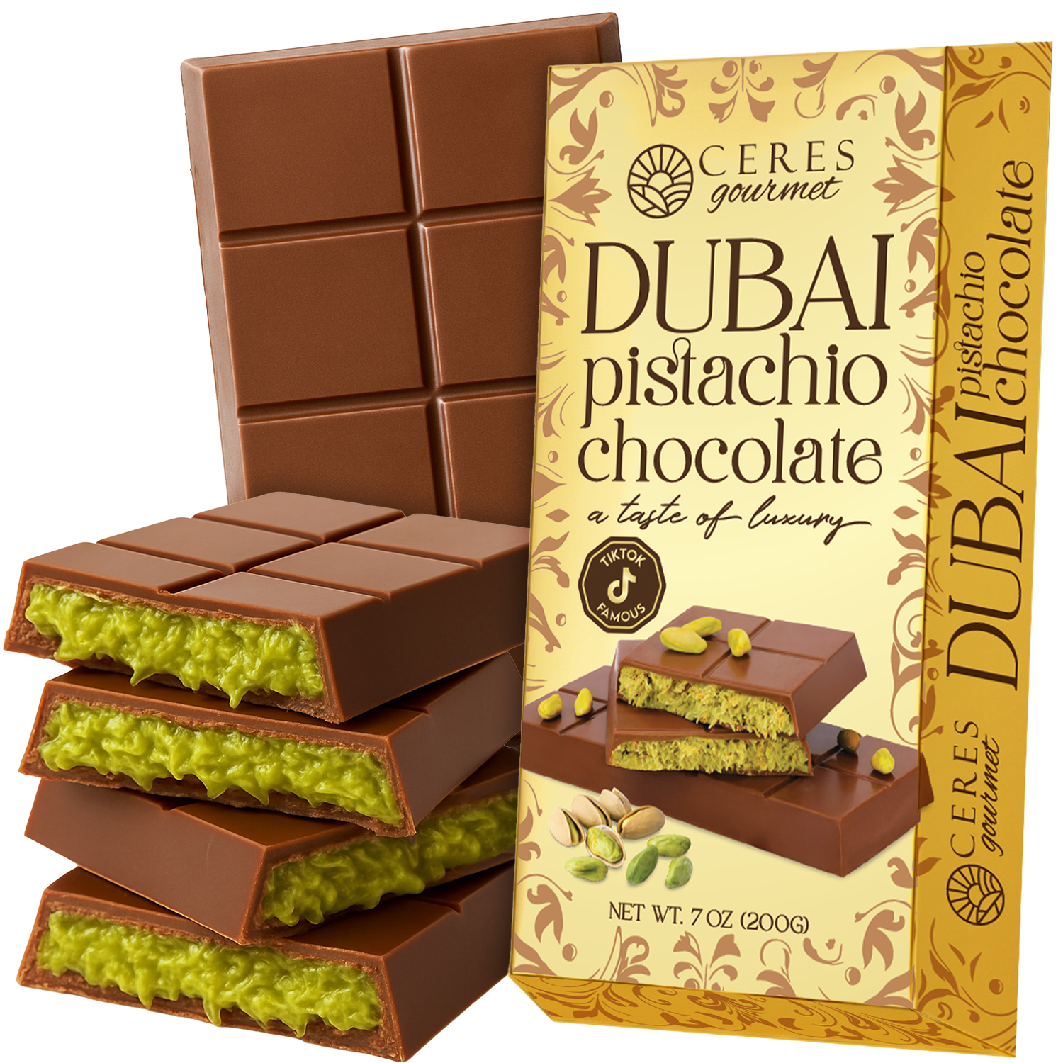 【日本未発売】Dubai Chocolate 大容量(26個装) Ceres Gourmet Dessert Dubai Chocolate Pistachio Kunafa Bar 7oz