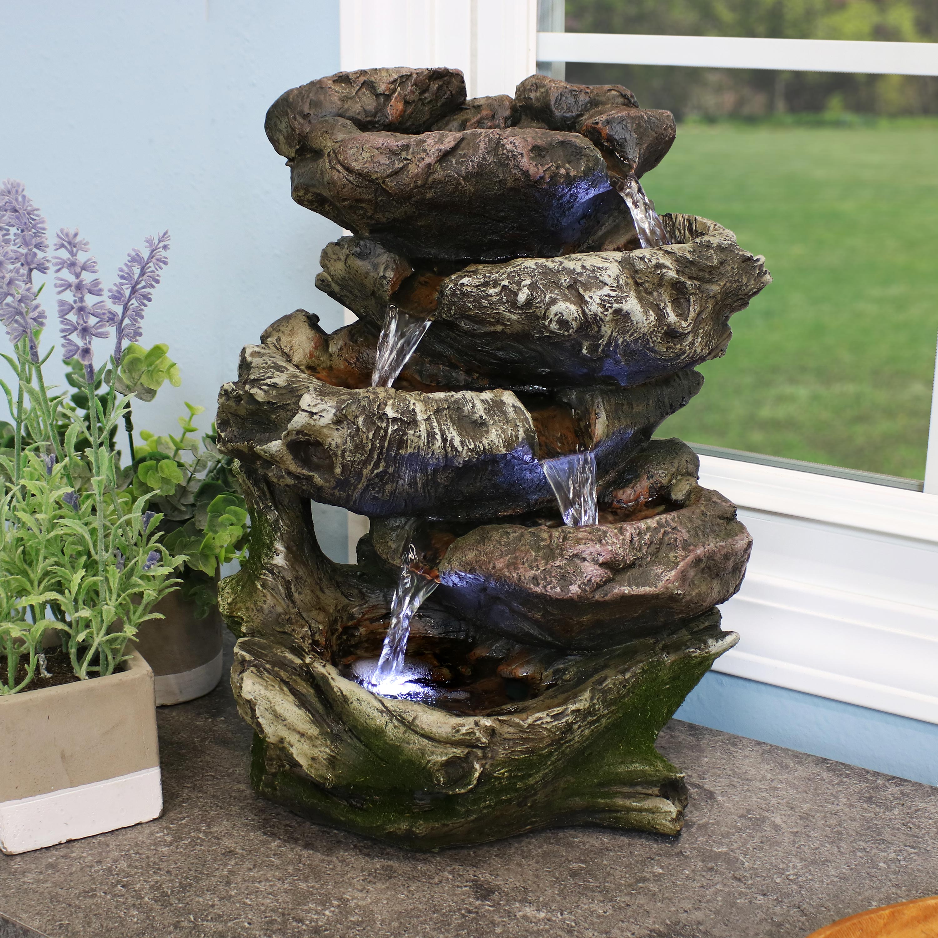 thumbnail video image 2 of Sunnydaze Decor 14" Tabletop 5 Tier Rock Falls Water Fountain, 2 of 13