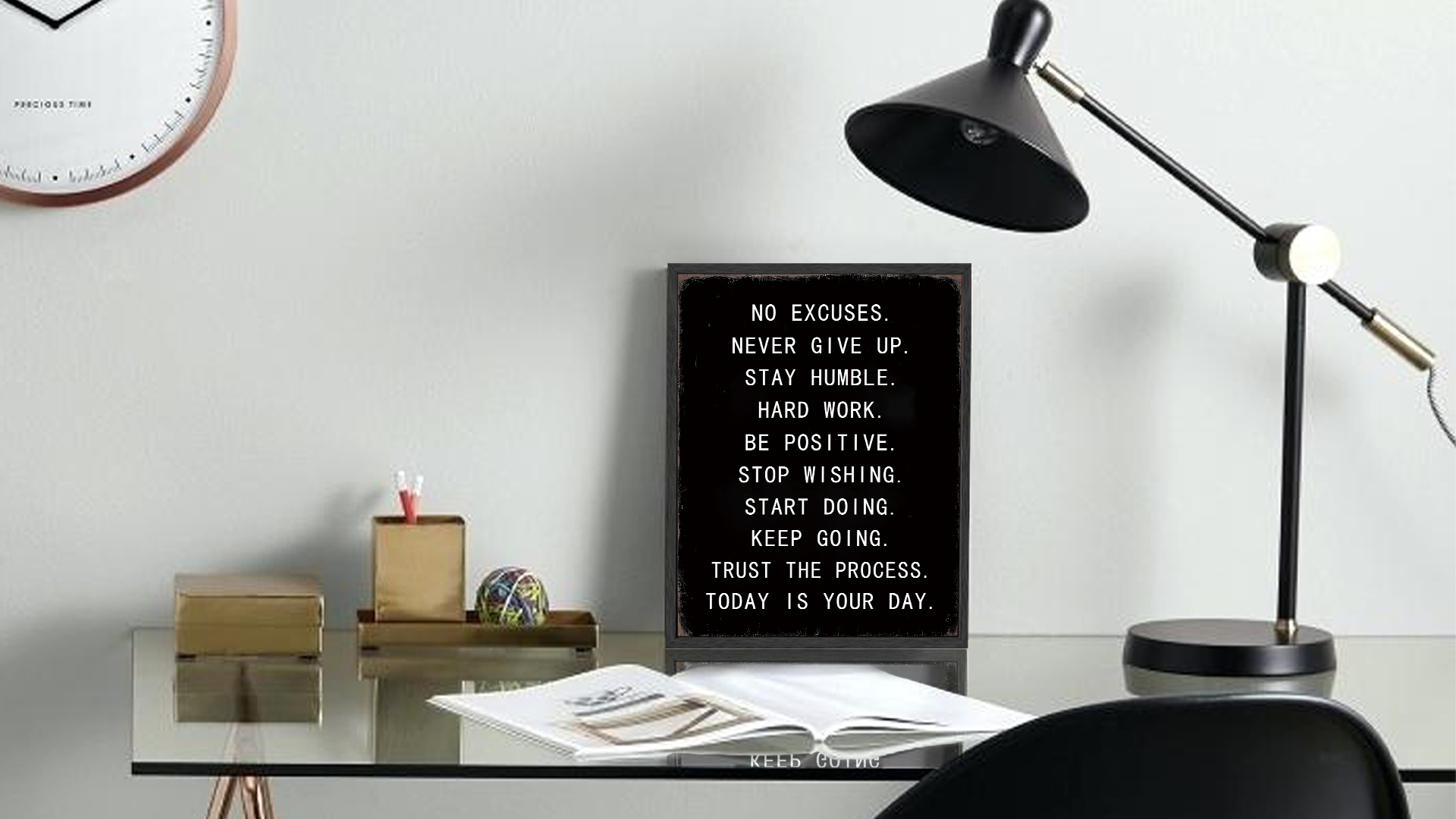 thumbnail video image 2 of 8x10in Black Framed Motivational Wall Decor Never Give Up Inspirational Quote Sayings Office Home Decor Prints Art Encouraging Be Positive Posters, 2 of 6