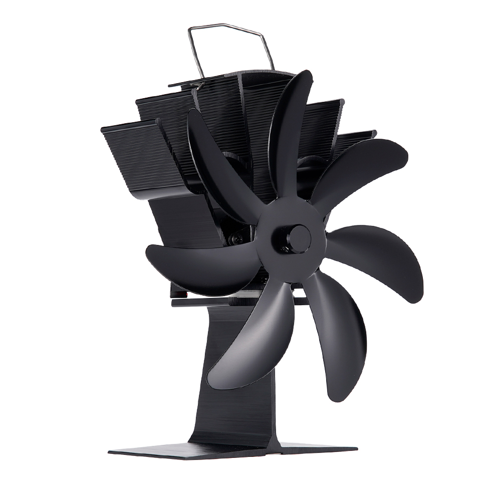 thumbnail video image 2 of TJT 7-Blade Wood Stove Fan Heat Powered Stove Fan for Log Burner Fireplace Silent Black, 2 of 11