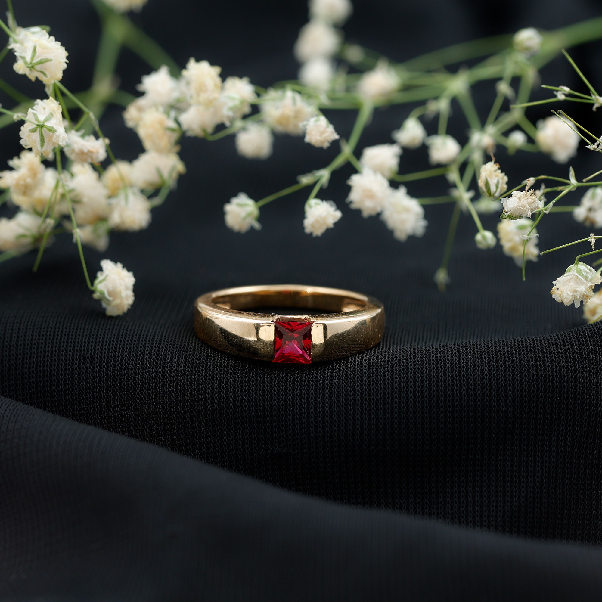 thumbnail video image 2 of Rosec Jewels Lab Created Ruby Solitaire Band for Women (0.50 CT, AAAA Quality), 925 Sterling Silver, US 4.00, 2 of 7