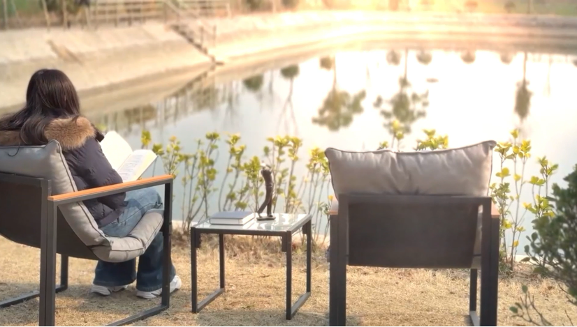 thumbnail video image 2 of YHBINHUI 3pcs Chairs Set Powder-Coated Steel Weatherproof Outdoor Conversation Sets with 2 Chairs and 1 Table, Black/Gray, 2 of 7