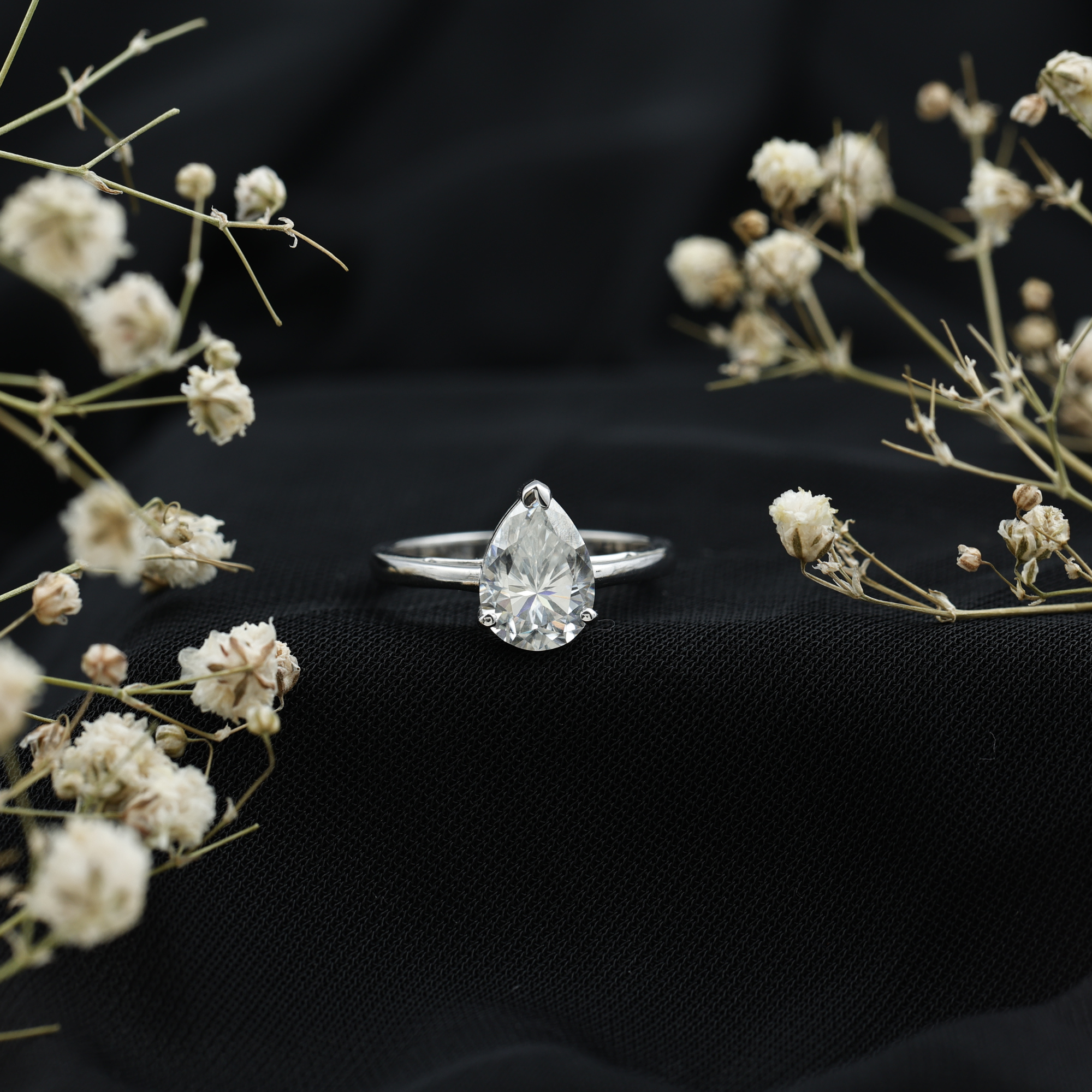 thumbnail video image 2 of Rosec Jewels Certified Moissanite Teardrop Engagement Ring for Women - 7X10 mm Pear Shape - D-VS1 Authentically Quality, 925 Sterling Silver, US 9.50, 2 of 9