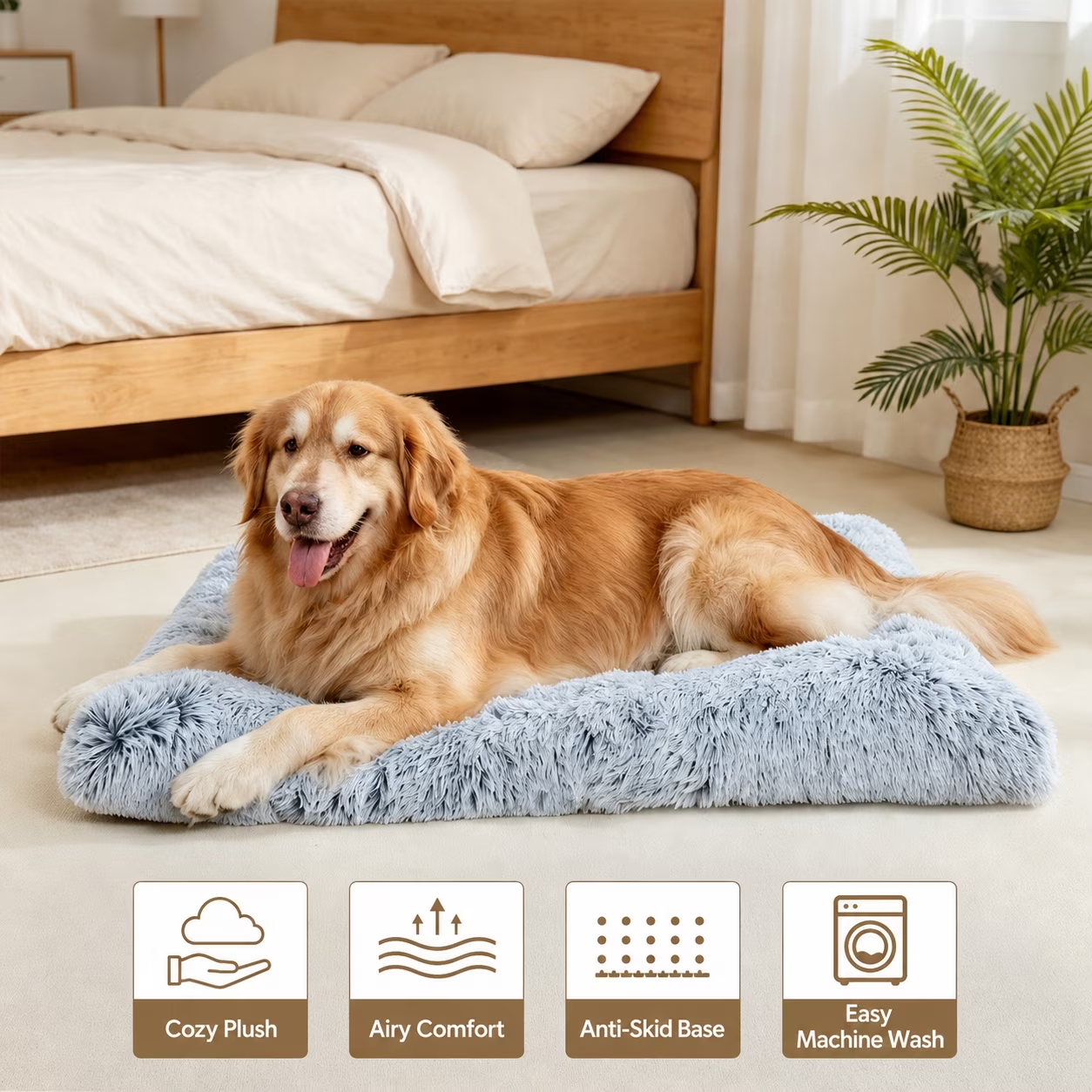 Juyafio Large Plush Dog Pet Bed,Washable Dog mat with Non-Slip