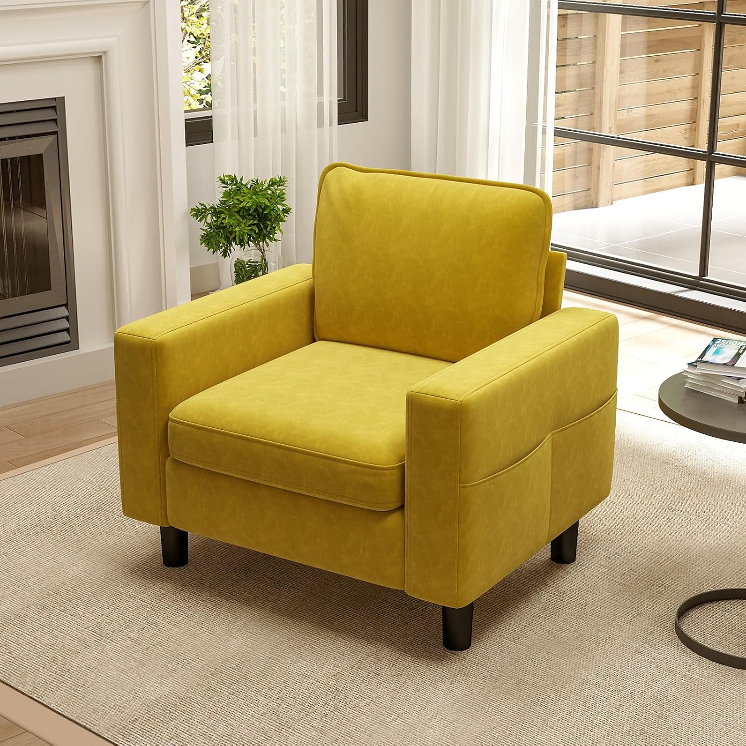 thumbnail video image 2 of Kinbor Multi-Functional 3-Seater Sofa Chair, Modern Accent Chairs Comfy Living Room Chair with Cushions & Side Pocket, Gray, 2 of 10