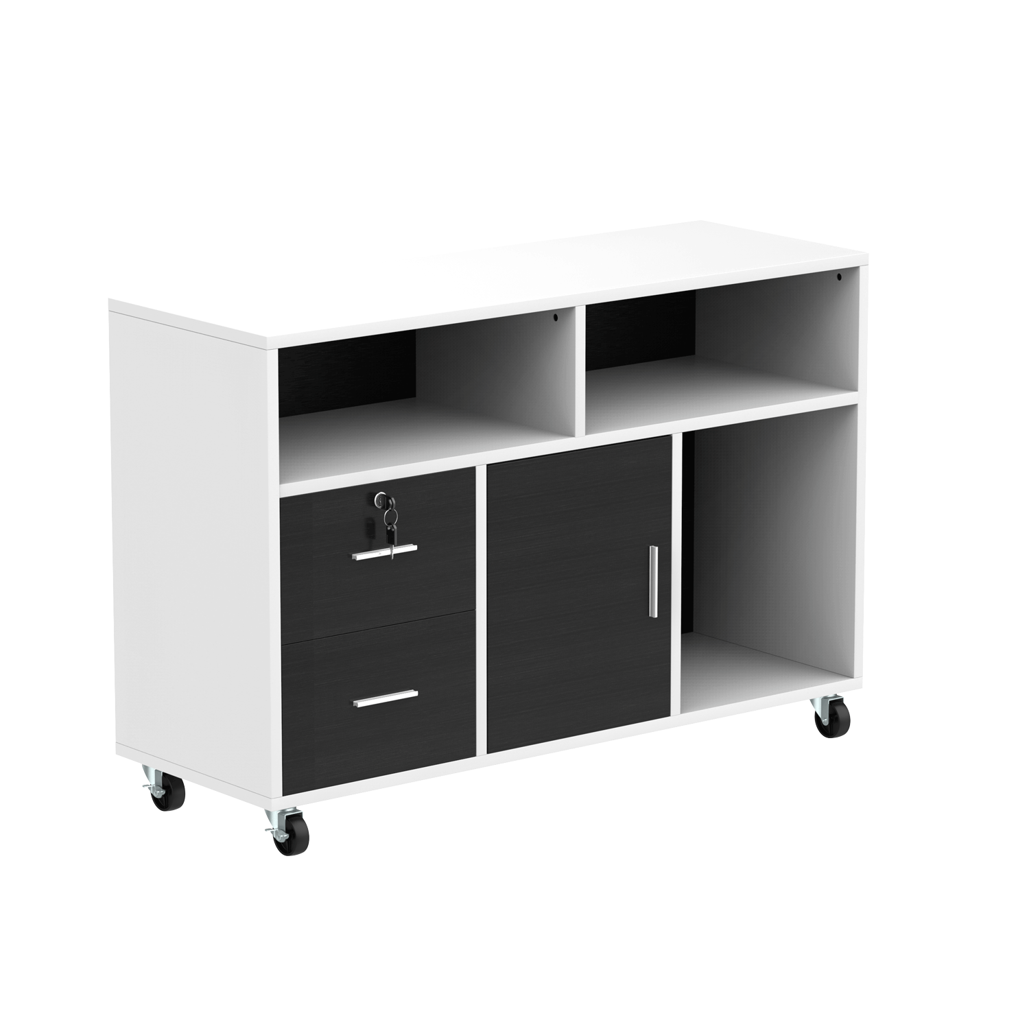 Yofe 2-Drawer White Gray Wood 16.9 in. W Vertical File Cabinet with Lock, Office Storage Cabinet Printer Stand