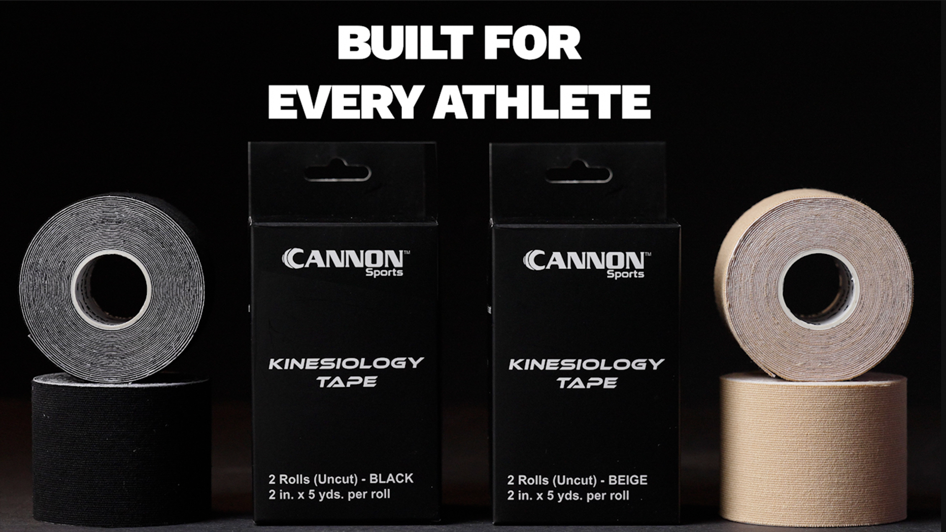 thumbnail video image 2 of Cannon Sports Uncut Kinesiology Tape - 2 Rolls 2" x 16' Per Roll - Premium Cotton Elastic Athletic Tape - Waterproof & Latex Free – Support for Sports, Injury, Joint Stability & Weightlifting (Beige), 2 of 8