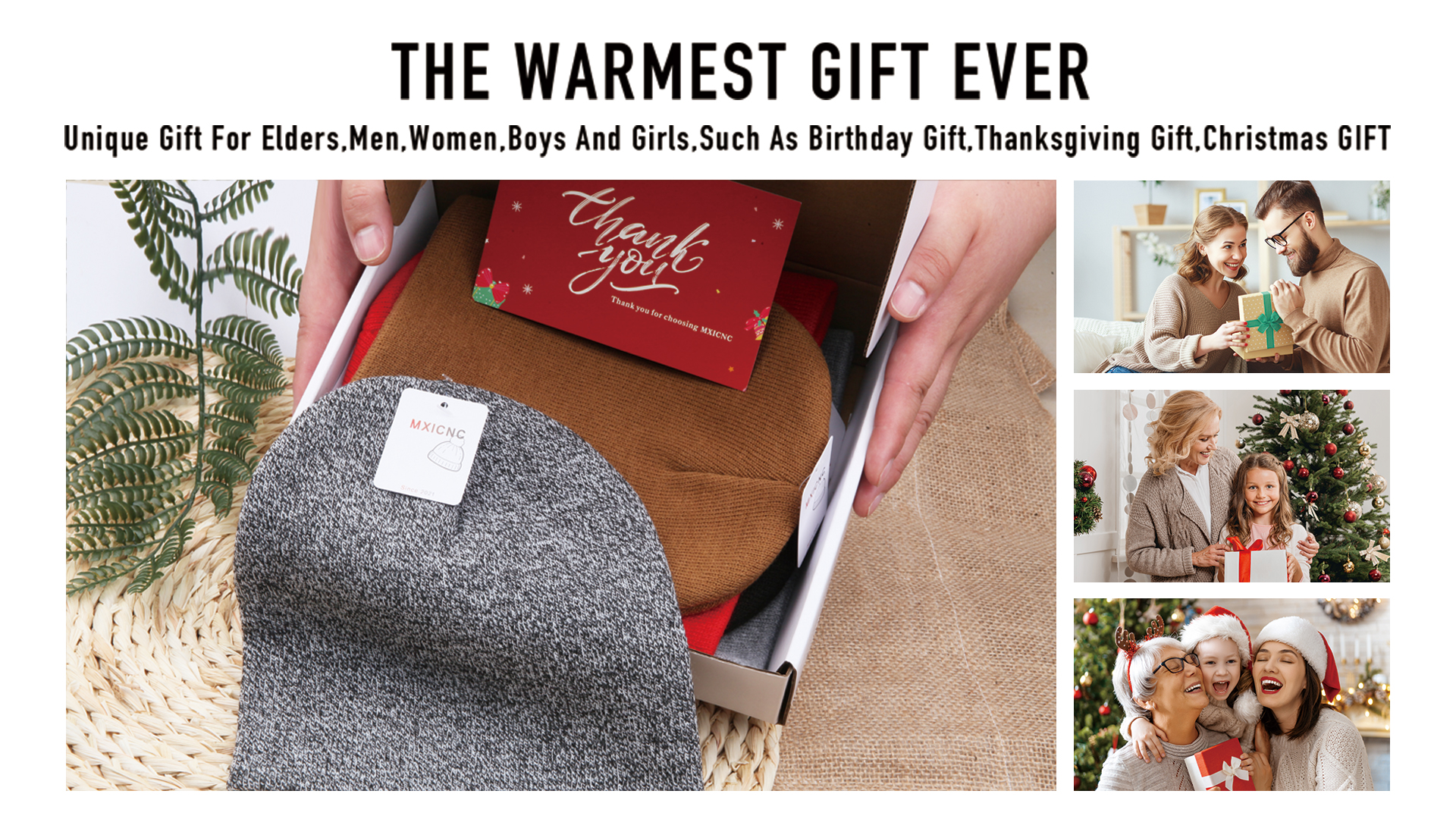 thumbnail video image 2 of 3 Pack Winter Beanie Hats for Men Women, Warm Cozy Knitted Cuffed Skull Cap, 1 Black & 1 Grey & 1 Red, 2 of 7