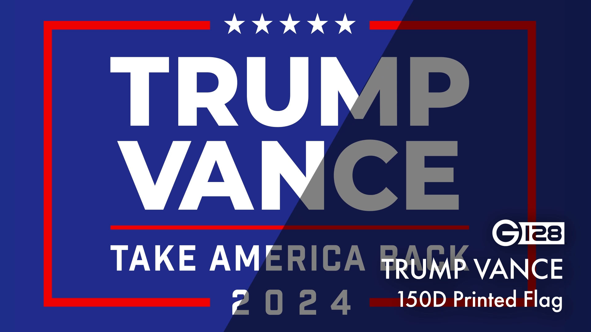 thumbnail video image 2 of G128 Trump Vance 2024 Election Take America Back Blue Flag | 3x5 Ft | LiteWeave Pro Series Printed 150D Polyester | Election Flag, Indoor/Outdoor, 2 of 7