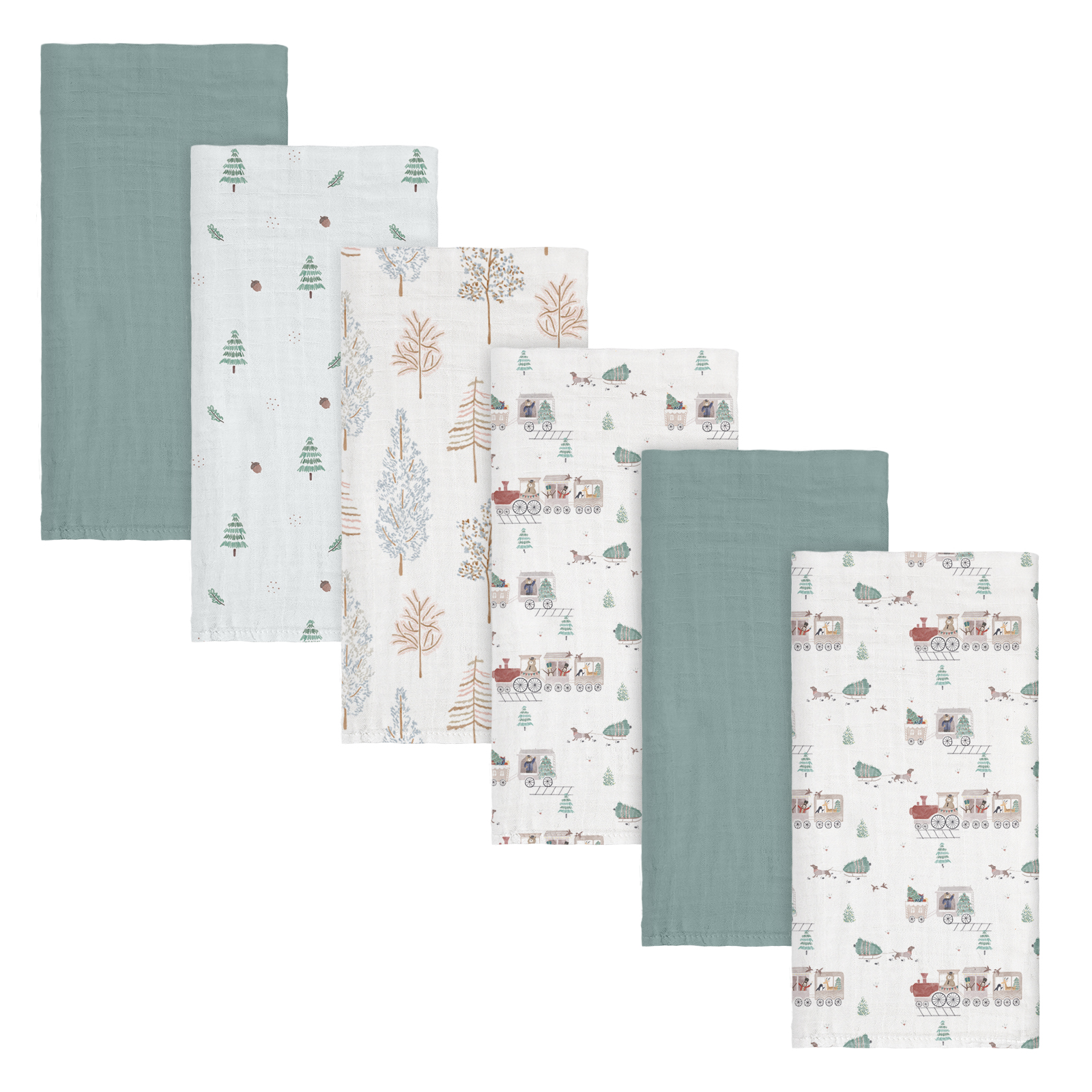 thumbnail video image 2 of Gllquen Baby Muslin Swaddle Blankets 6-Pack Cotton Wrap for Newborn Infant Girls Boys, 27 X 27", Forest, 2 of 12