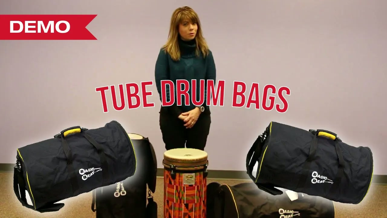 thumbnail video image 2 of Basic Beat BB1627 Large Tube Drum Bag - Drum Protection & Storage, Yellow Trim, 14-inch, 2 of 5