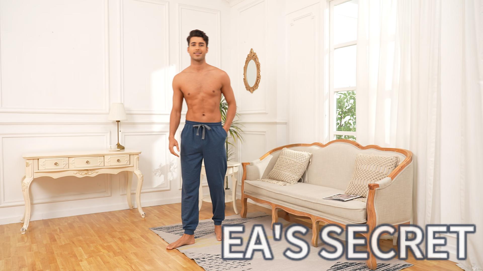 thumbnail video image 2 of EA'S SECRET 100% Cotton Men's Breathable Pajama Pant Lightweight Lounge Pants Soft Sleep Pants for Men Sleepwear with Pockets Knit Jogger Sleep Comfy Pj Pant(Black&Gray,L), 2 of 7