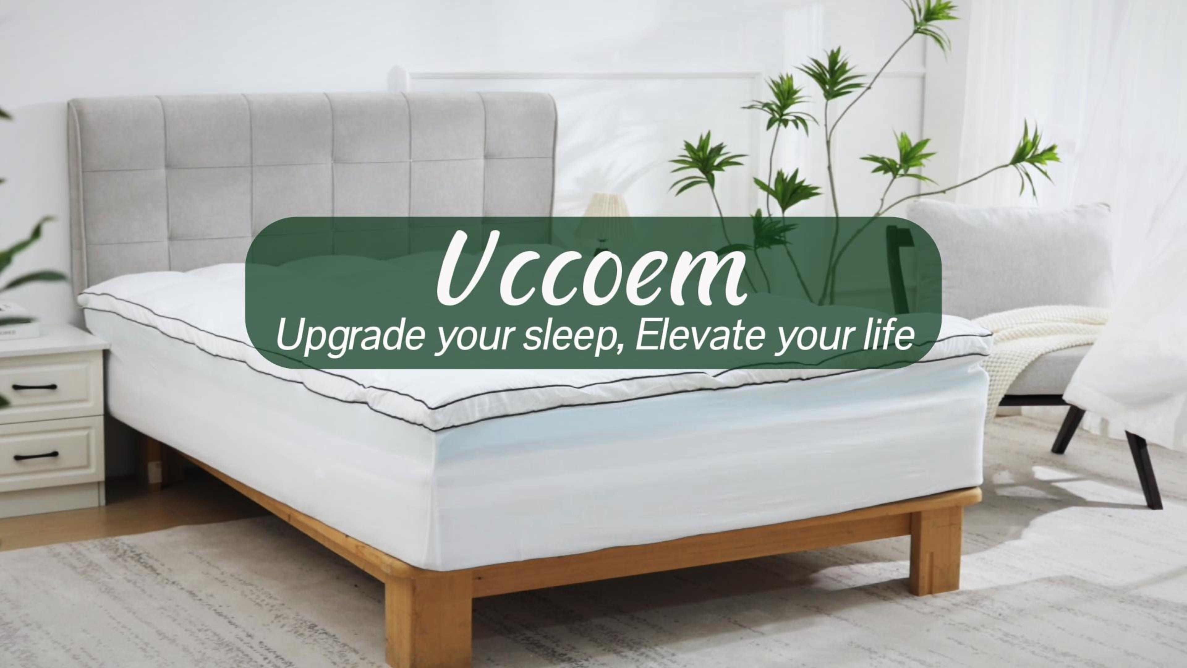 thumbnail video image 2 of Vccoem Queen Mattress Topper, 4-inch Dual Layer Memory Foam with Cooling Gel & Plush Pillow Top, Anti-Slip Mattress Pad, Deep Pocket, Noiseless Washable, 2 of 12