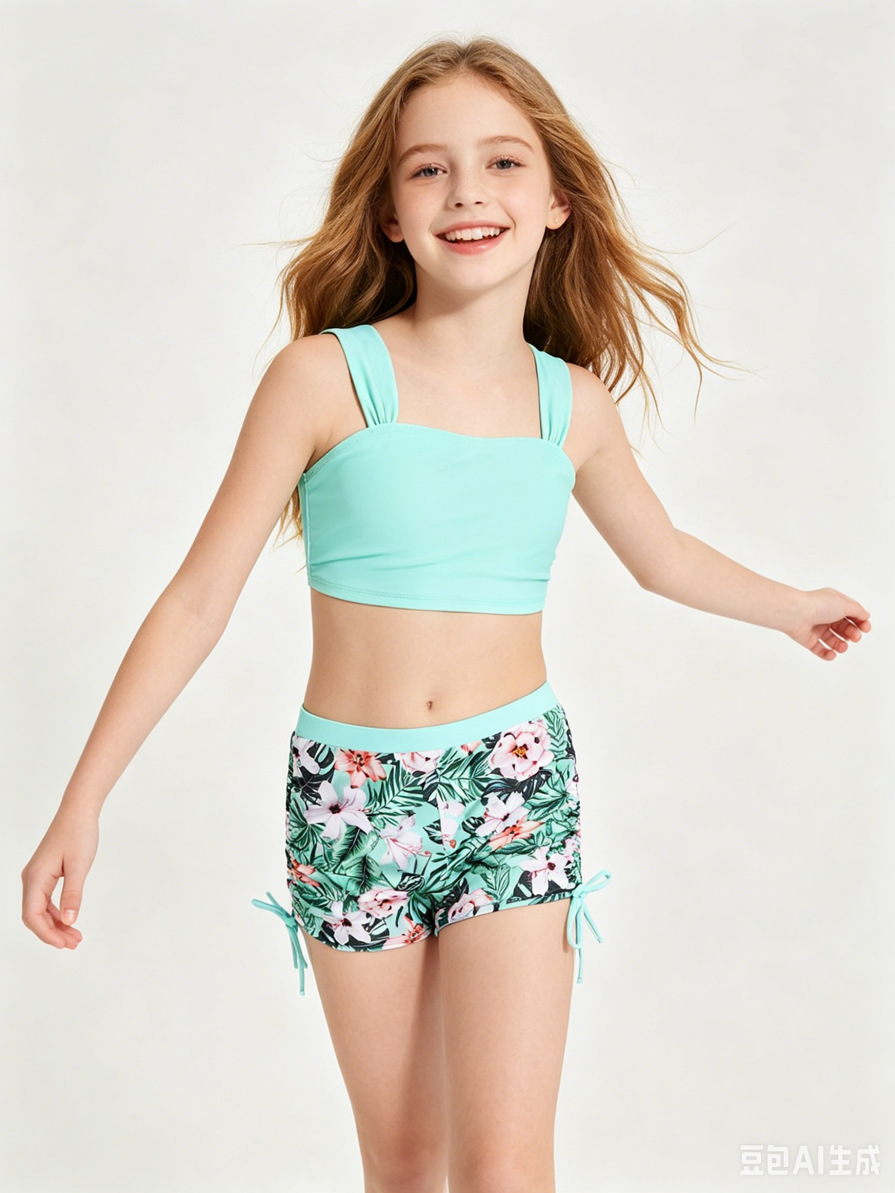 thumbnail video image 2 of LILIYA Girls Bathing Suit Girls' Swimming Beach And Sand Swim Pants Conservative Swimwear Separate Swimsuit For 1 11 Years Old, 2 of 4