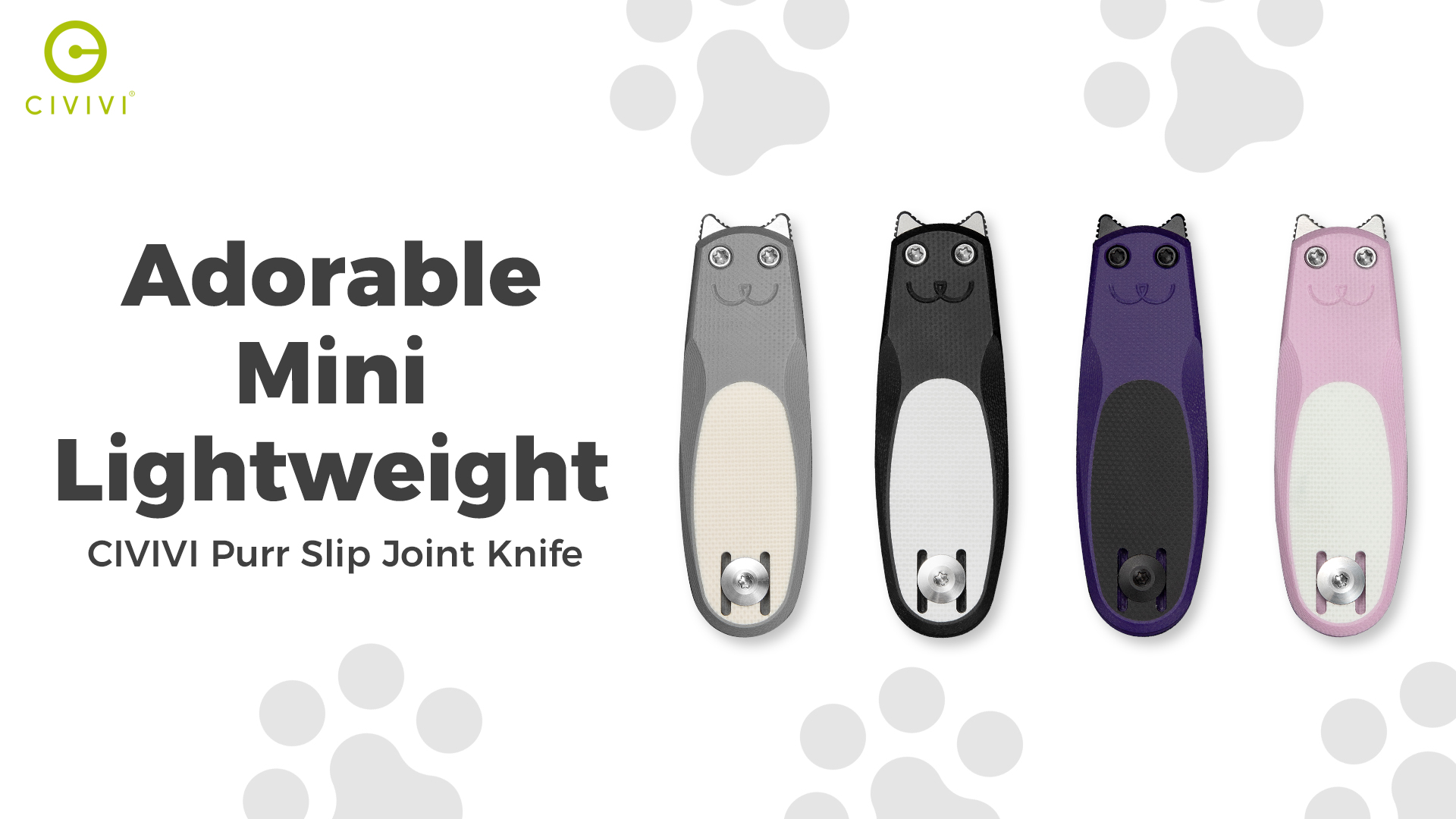 thumbnail video image 2 of CIVIVI Purr Pocket Knife Folding Knife with 1.83" Stonewashed Nitro-V Blade With 1PC Black Lanyard Orange and Black & White G10 Handle Each Handle Features Random Color Distribution C25054-5, 2 of 10