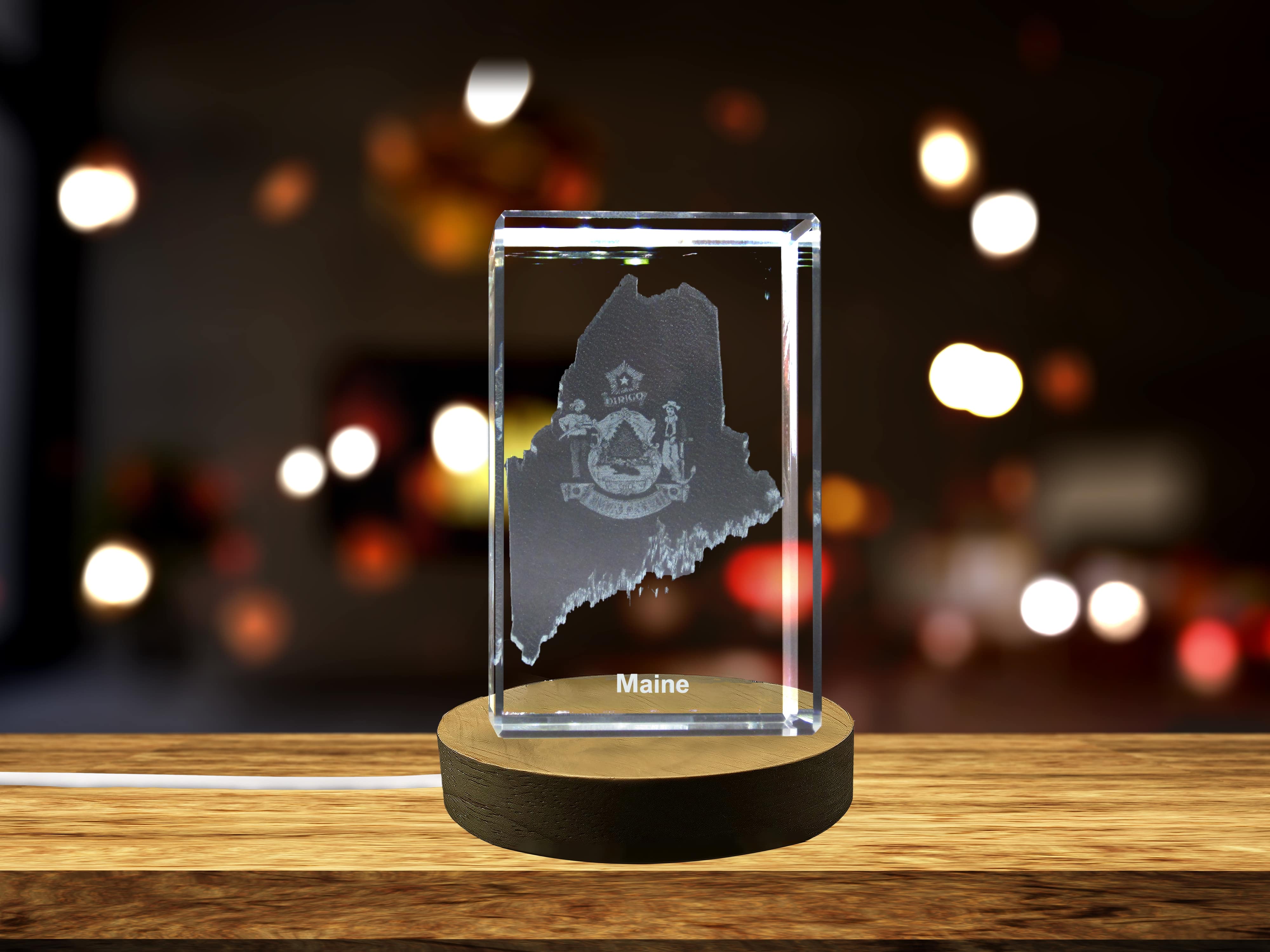 thumbnail video image 2 of Maine 3D Engraved Crystal 3D Engraved Crystal Keepsake/Gift/Decor/Collectible/Souvenir, 2 of 7
