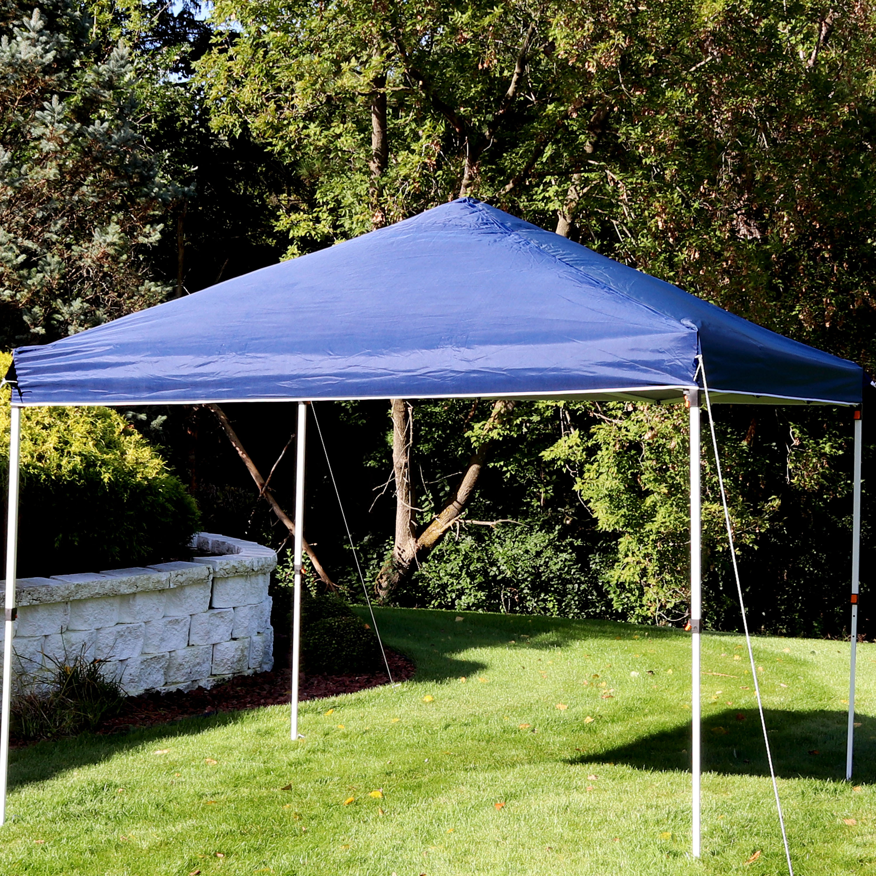 thumbnail video image 2 of Sunnydaze 10' x 10' Blue Solid Standard Pop-Up Canopy Shade, 2 of 6