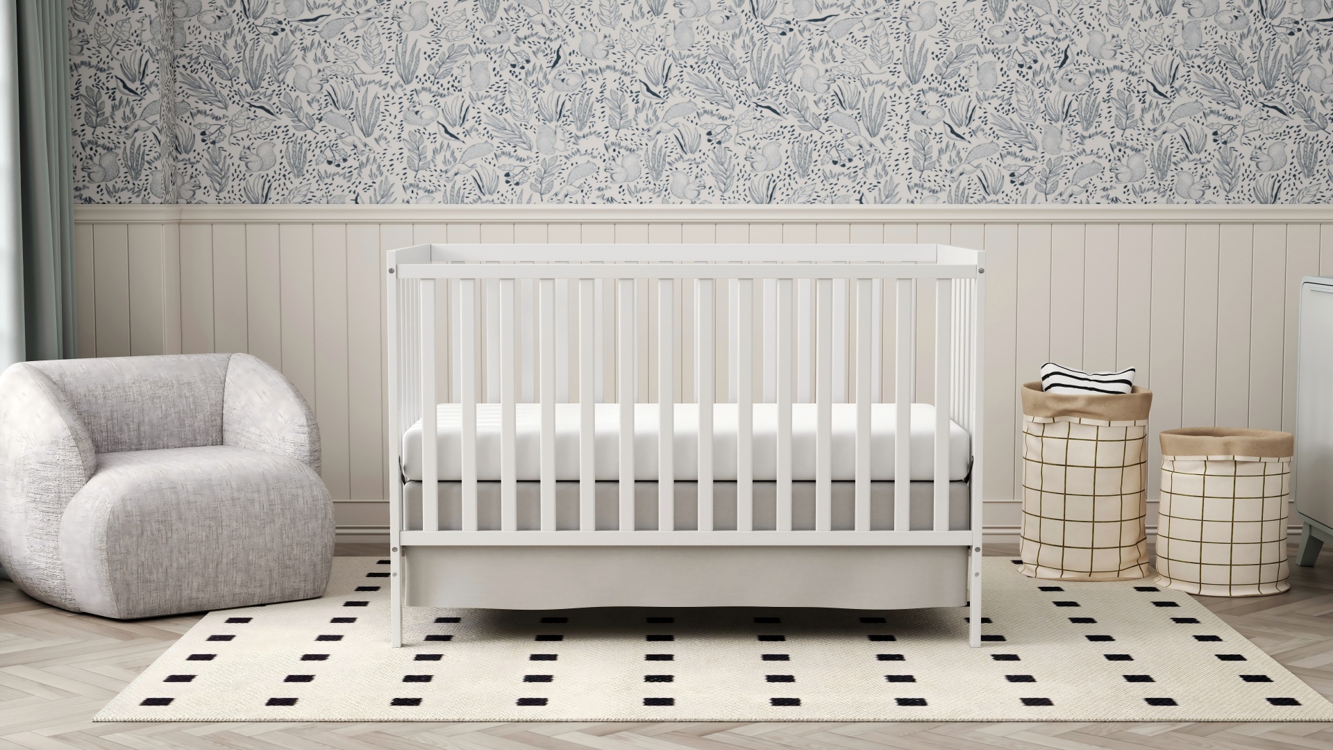 thumbnail video image 2 of Goldzone 5-in-1 Convertible Crib, Non-Toxic Finishes, Cherry, 2 of 10