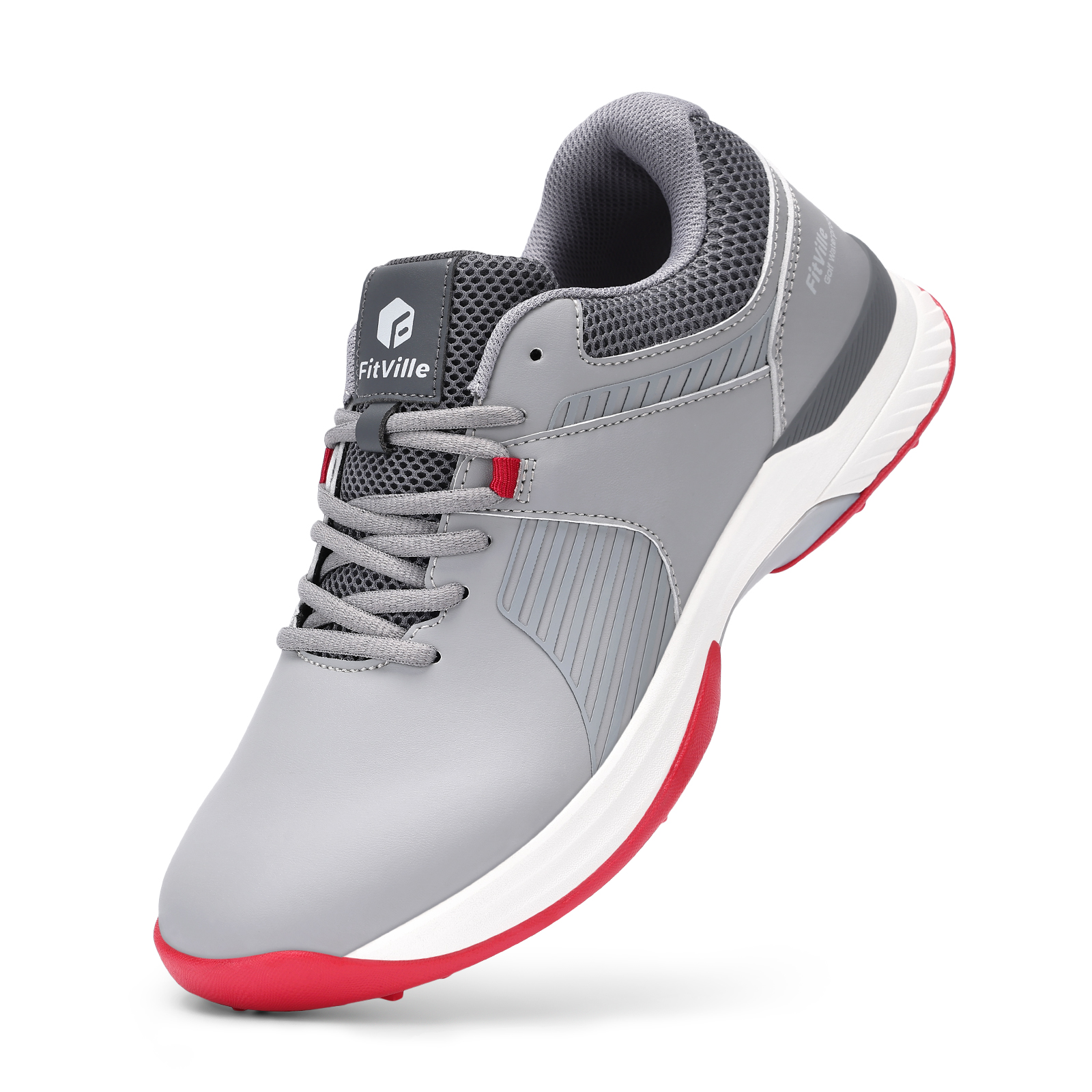 thumbnail video image 2 of FitVille Men's Wide Waterproof Golf Shoes Spiked with Arch Support, 2 of 7
