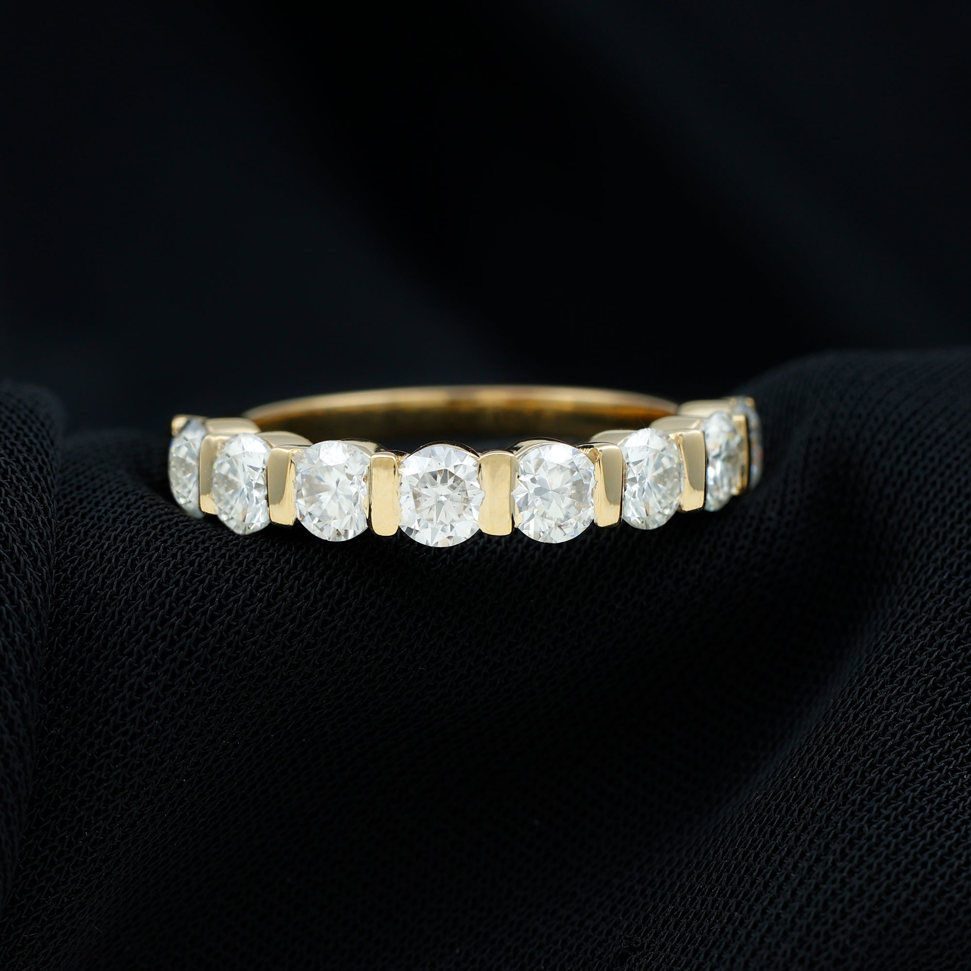 thumbnail video image 2 of Rosec Jewels 1.75 CT Round Cut Moissanite Half Eternity Ring in Bar Setting, 14K White Gold, US 11.00, 2 of 9