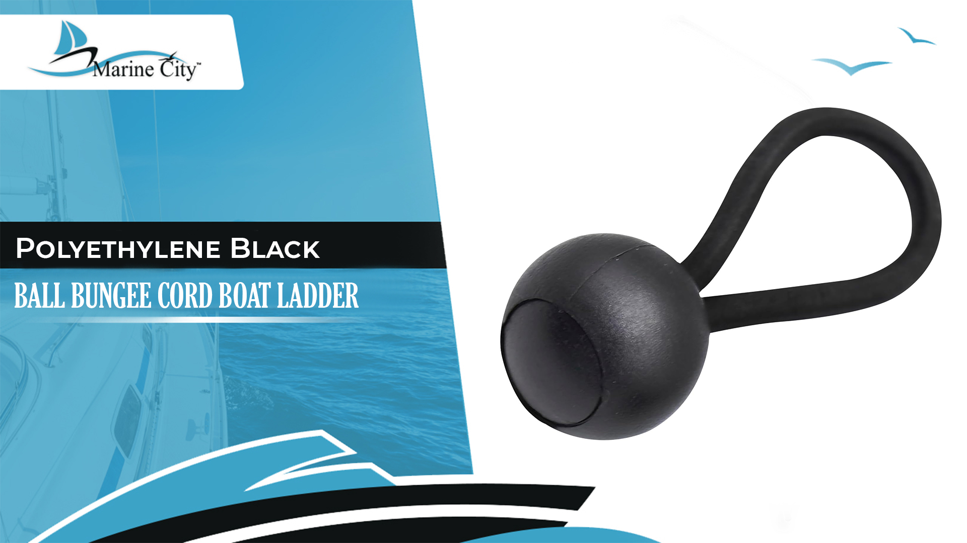 thumbnail video image 2 of MARINE CITY Polyethylene Black Ball Bungee Cord for 3 Step Telescoping Boat Ladders for 3 Step Telescoping Boat Ladders, 2 of 8