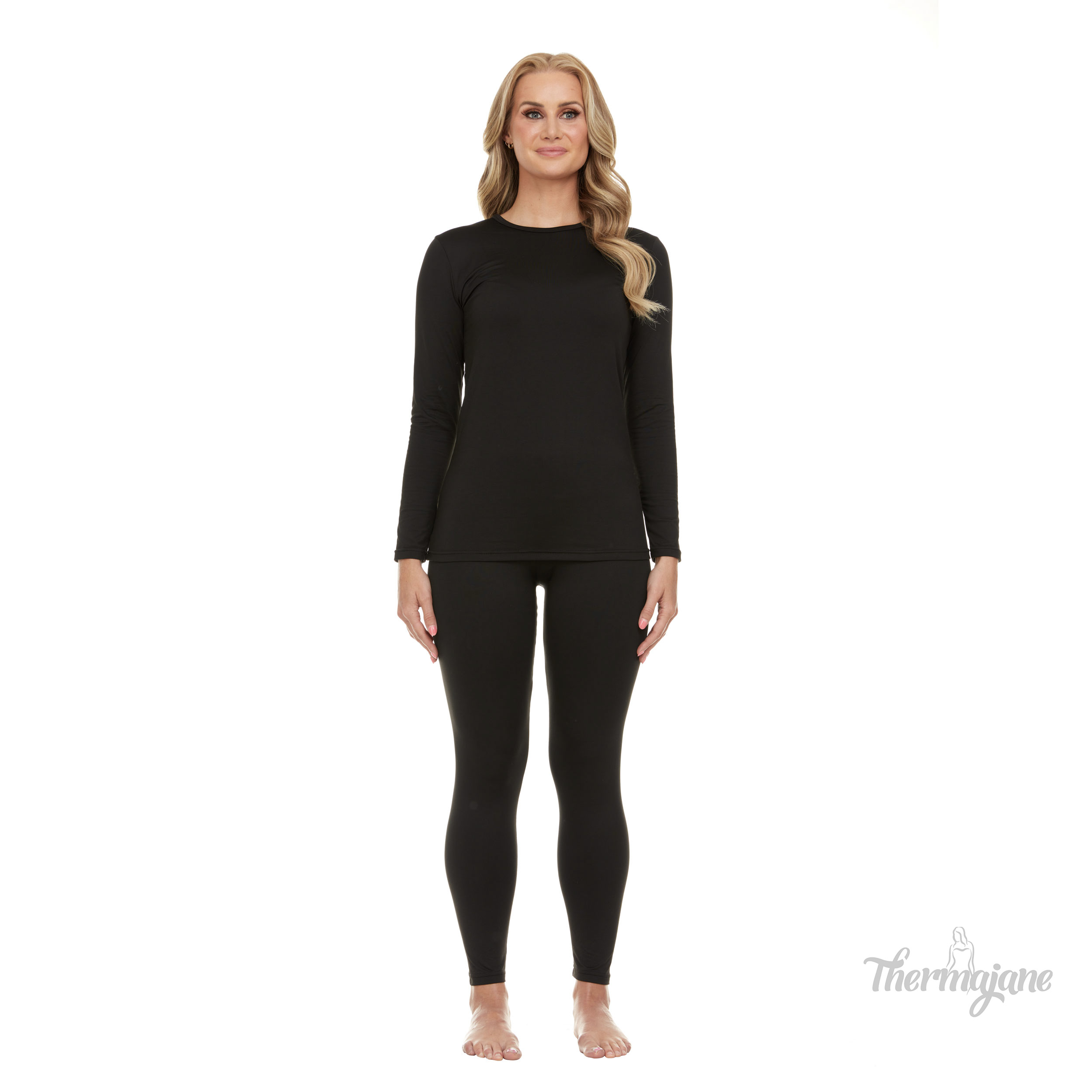 Thermajane Thermal Underwear for Women Crewneck Long Johns Set