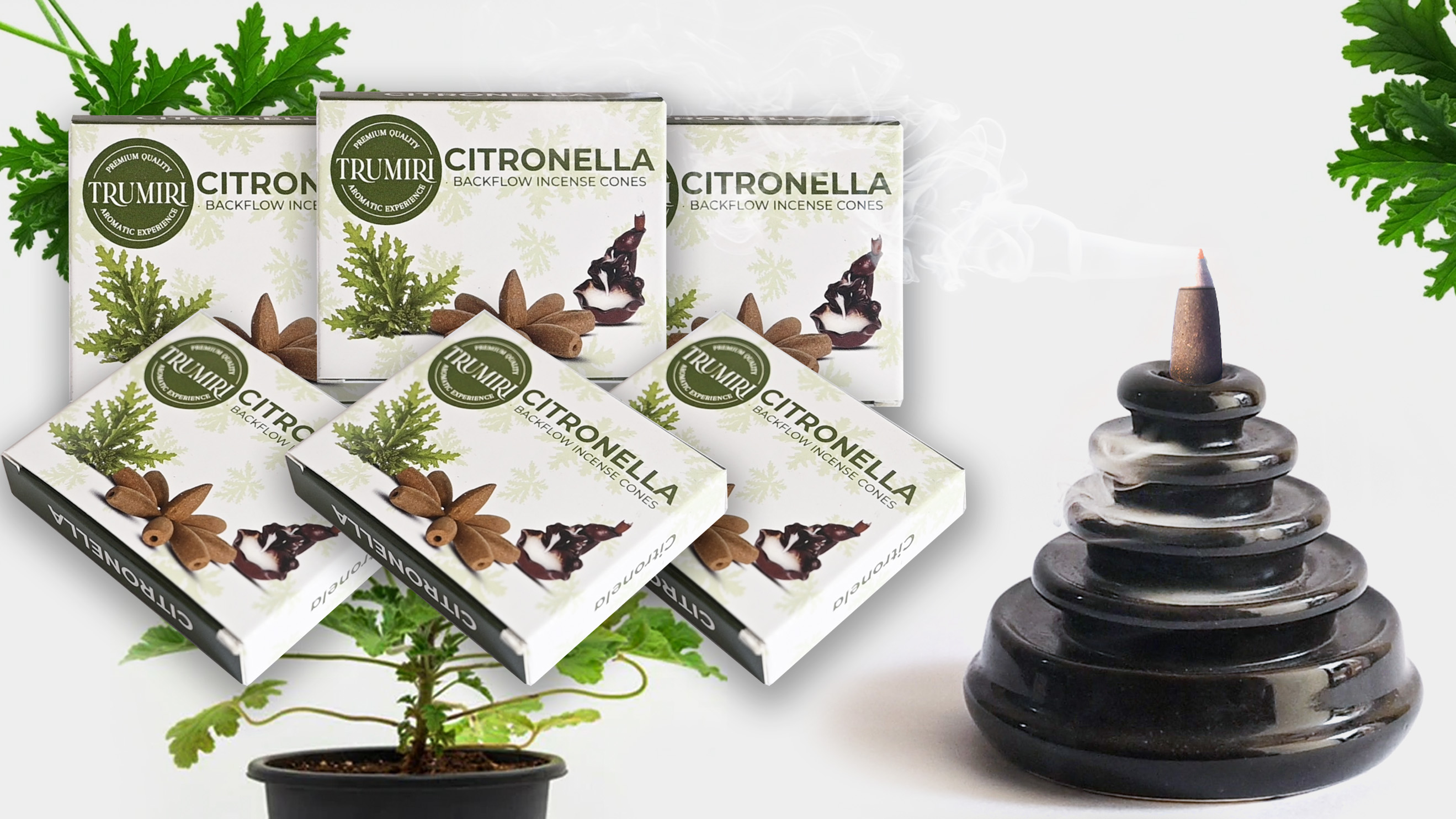 thumbnail video image 2 of Citronella Backflow Incense Cones - 60 TotalIncense Waterfall Cones - 6 Packs (10 Each), 2 of 8