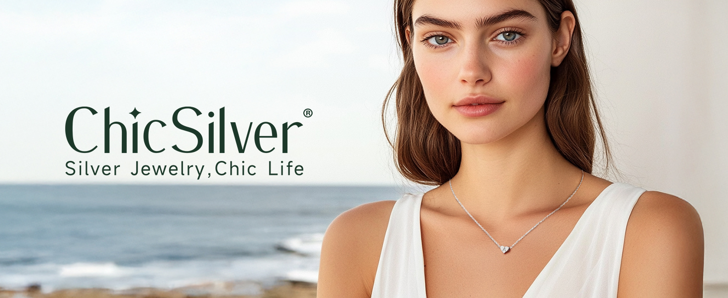 thumbnail video image 2 of ChicSilver Dainty Initial Heart Necklace Trendy 925 Sterling Silver Cute Heart Pendant Choker Necklaces Letter Jewelry Gifts for Women, 2 of 9