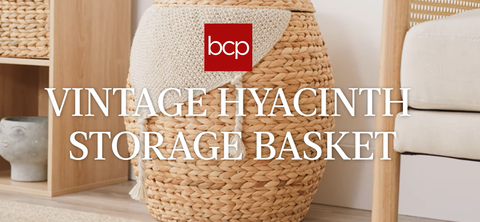 thumbnail video image 2 of Best Choice Products Vintage Multipurpose Hyacinth Storage Organizer Tote Basket w/ Lid - Natural, 2 of 8