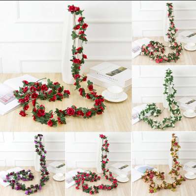 thumbnail video image 2 of 1 Pack 66FT Flower Garland Artificial Rose Floral Garland Cute Hanging Floral Vines Garland Decoration for Room Wall Backdrop Wedding Party Table Mantle Arch Garden Pink, 2 of 11