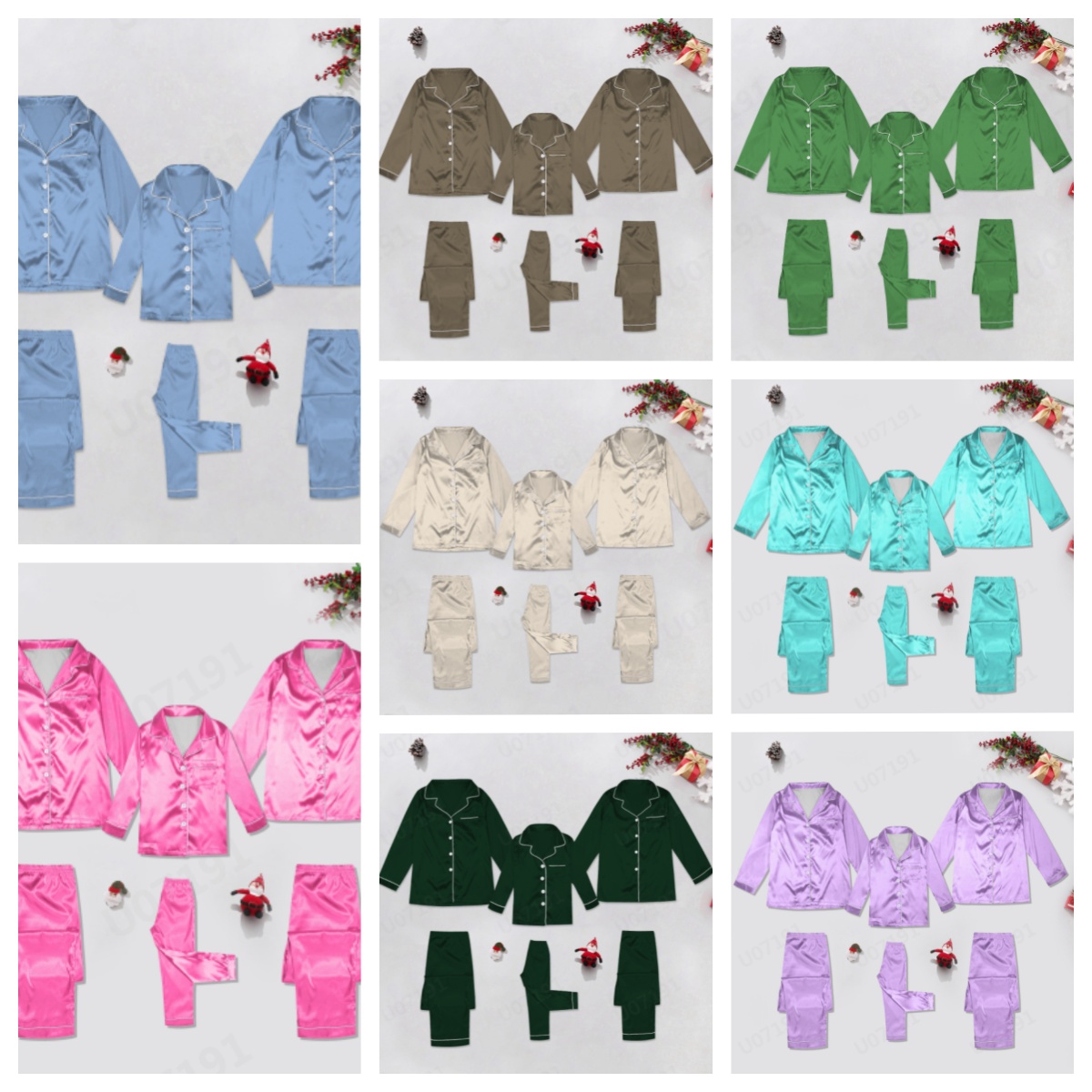 thumbnail video image 2 of HNMKIU Soft Matching Family Pajamas Set with Buttons Long Sleeve Solid Color Family Casual Wear Home Sleepwear Light Purple,Kids:7-8 Years, 2 of 10