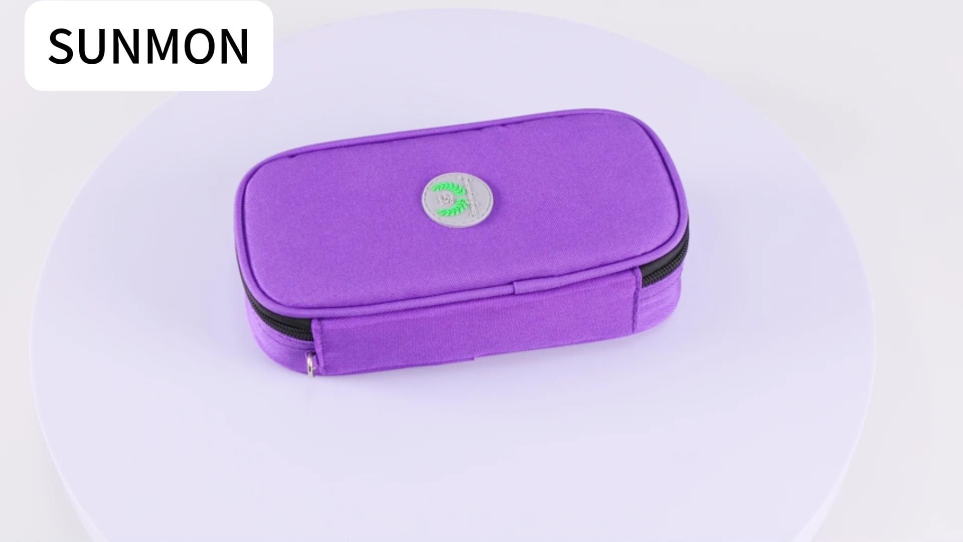 thumbnail video image 2 of SUNMON Insulin Cooler Travel Case - Medication Insulated Organizer Portable Cooling Medical Bag for Peptide Pen and Diabetic Supplies with 2 Cooler Ice pack (Purple), 2 of 9