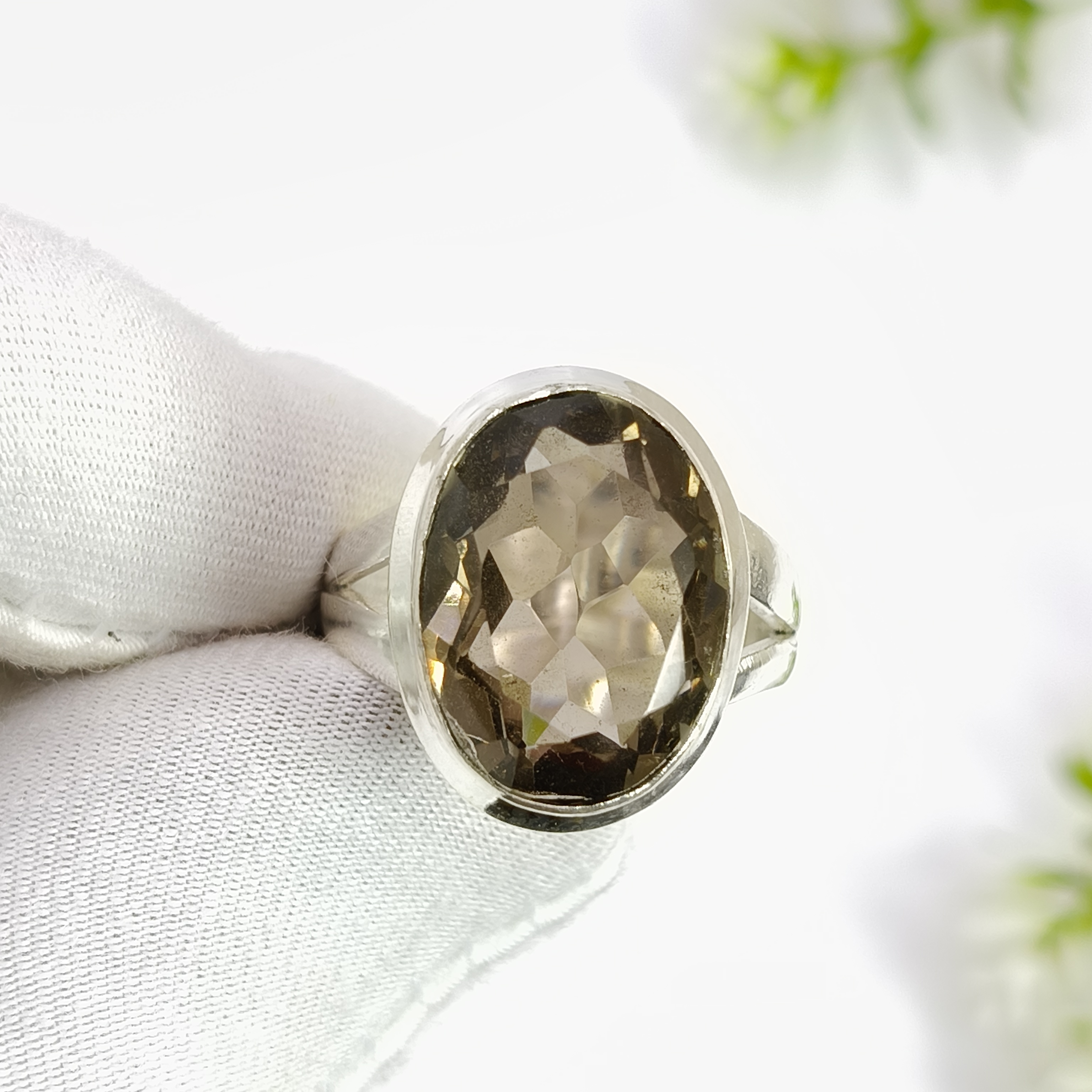 thumbnail video image 2 of SATYAVIE JEWELLERY Solid 925 Sterling Silver Ring For Women Smoky Quartz Ring Sterling Silver Statement Ring Brown Gemstone Ring Size US 11, 2 of 7