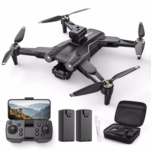 thumbnail video image 2 of F167 Drone with Camera, Obstacle Avoidance, Brushless Motor, Optical Flow Sensor, 2 Batteries, Black, 2 of 12