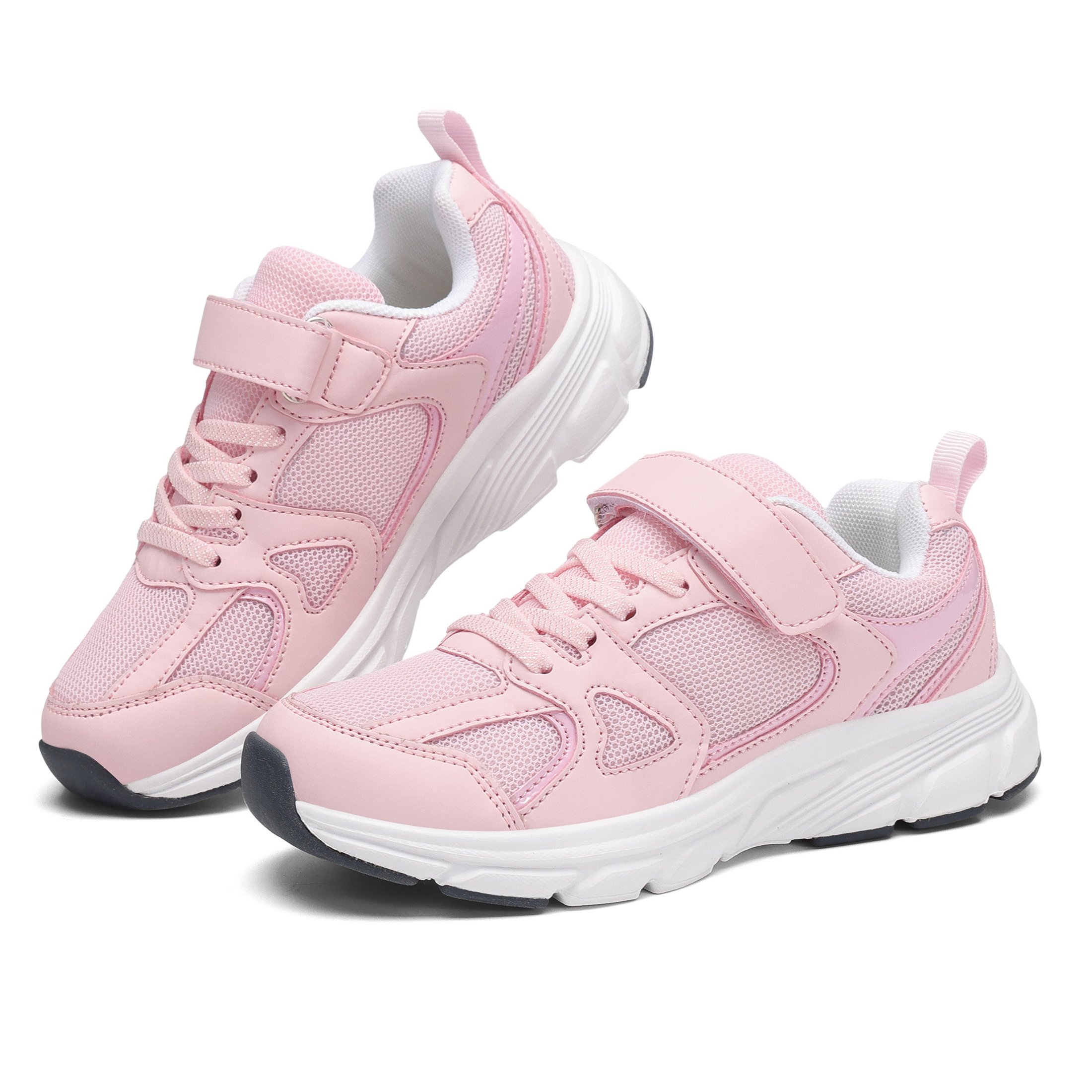 thumbnail video image 2 of Kids Tennis Sneakers for Boys Girls, Breathable Mesh Hook and Loop Lightweight Athletic Shoes, 2 of 8