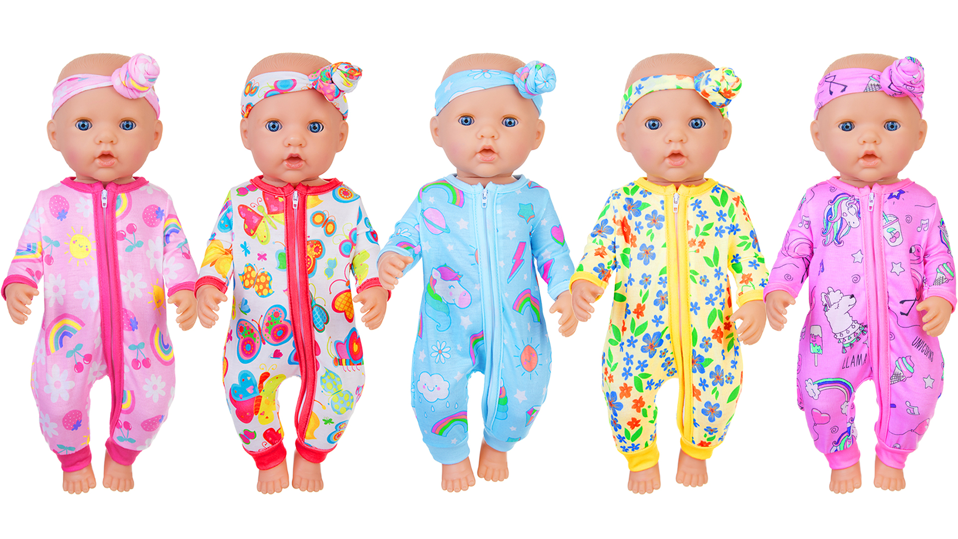 thumbnail video image 2 of K.T. Fancy 5 Sets Baby Doll Clothes 14-18 inch Doll Outfits Casual Wear for 17 inch Doll Clothes 10 Pcs Doll Clothes and Accessories, 2 of 7