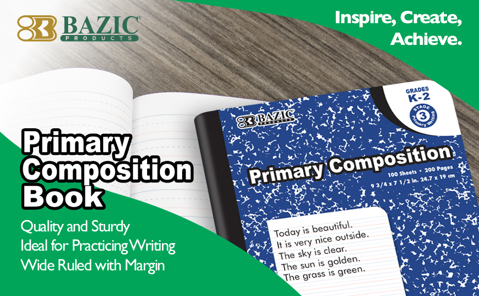 thumbnail video image 2 of BAZIC 100 Ct Primary Marble Composition Book [5087], 2 of 6