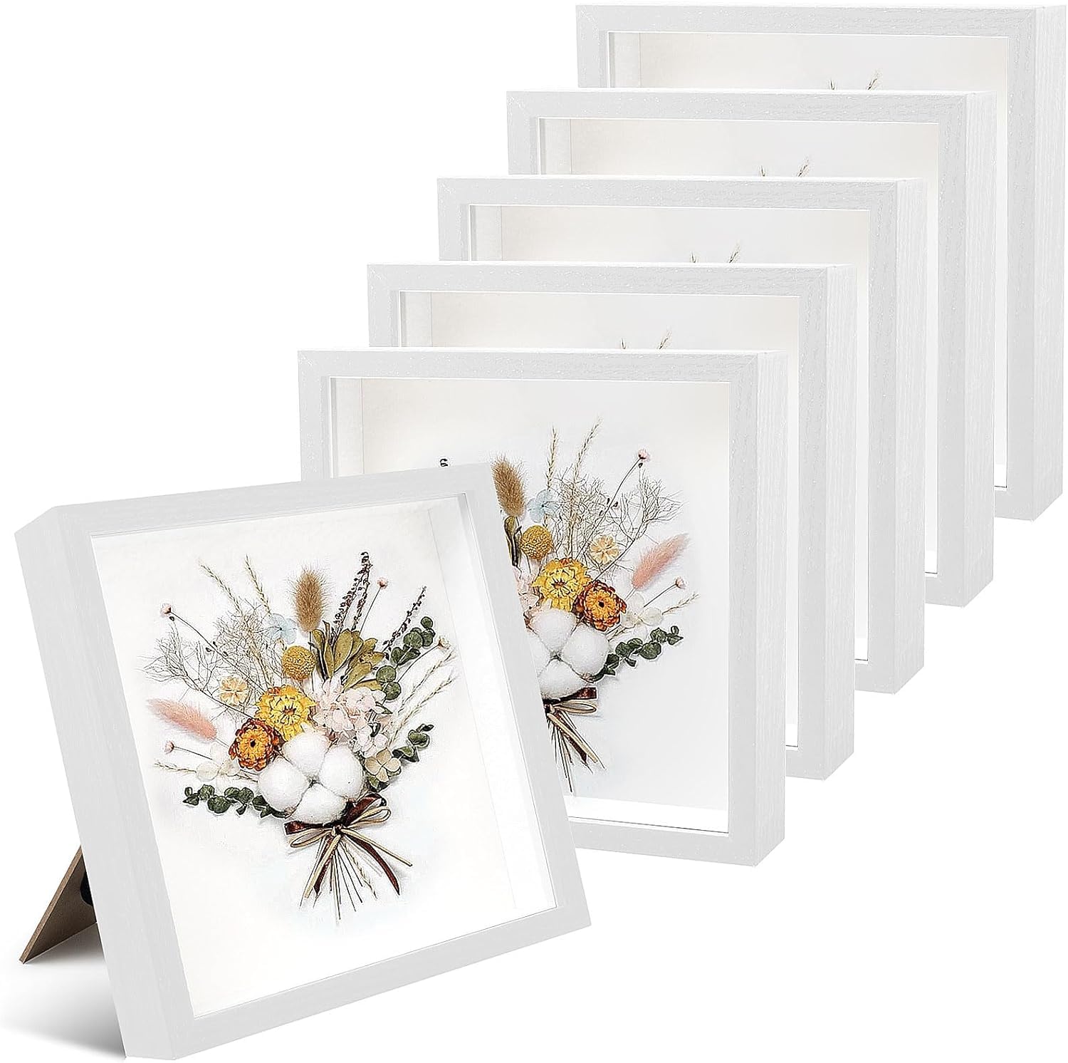 thumbnail video image 2 of SINTOBIZZY 6 Pack Shadow Box Frame, 8 X 8 Inches Wood Shadow Boxes Display Cases,1.2 Inch Interior Depth, Ideas for Memorabilia Pictures Flowers Medals Tickets (Black), 2 of 8