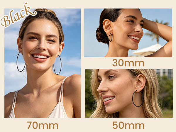 thumbnail video image 2 of KeyStyle Hoop Earrings for Women Stainless Steel Lightweight Circle Hoops Christmas Valentine's Day Gift for Wife Girlfriend-40mm, 2 of 11