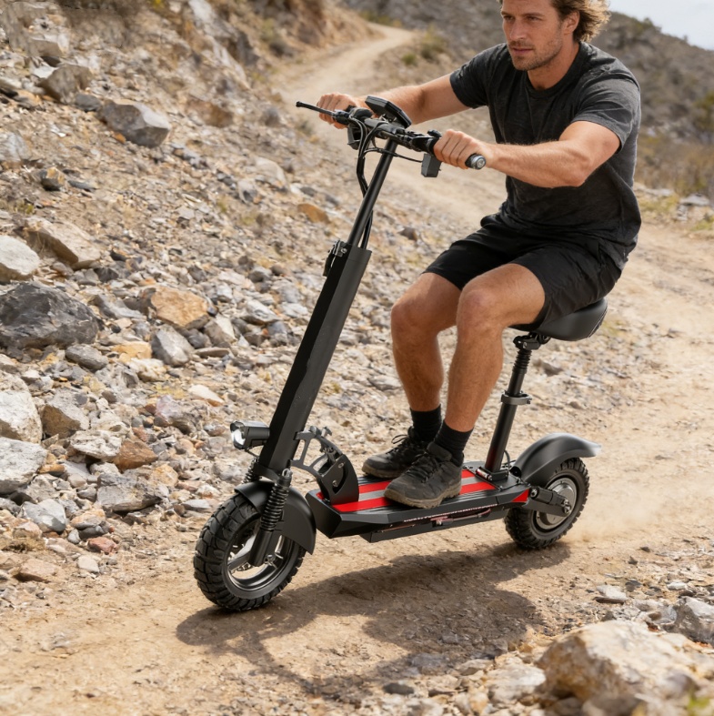 thumbnail video image 2 of Adult Electric Scooter with Seat, 1200W Peak Motor, 30MPH & 48V 15Ah Battery&45 Miles Range，Foldable Fast E-Scooter, 10" Off Road Tires Scooter, Dual Suspesnsion, Commuting E Scooter for Teen,UL2272, 2 of 15