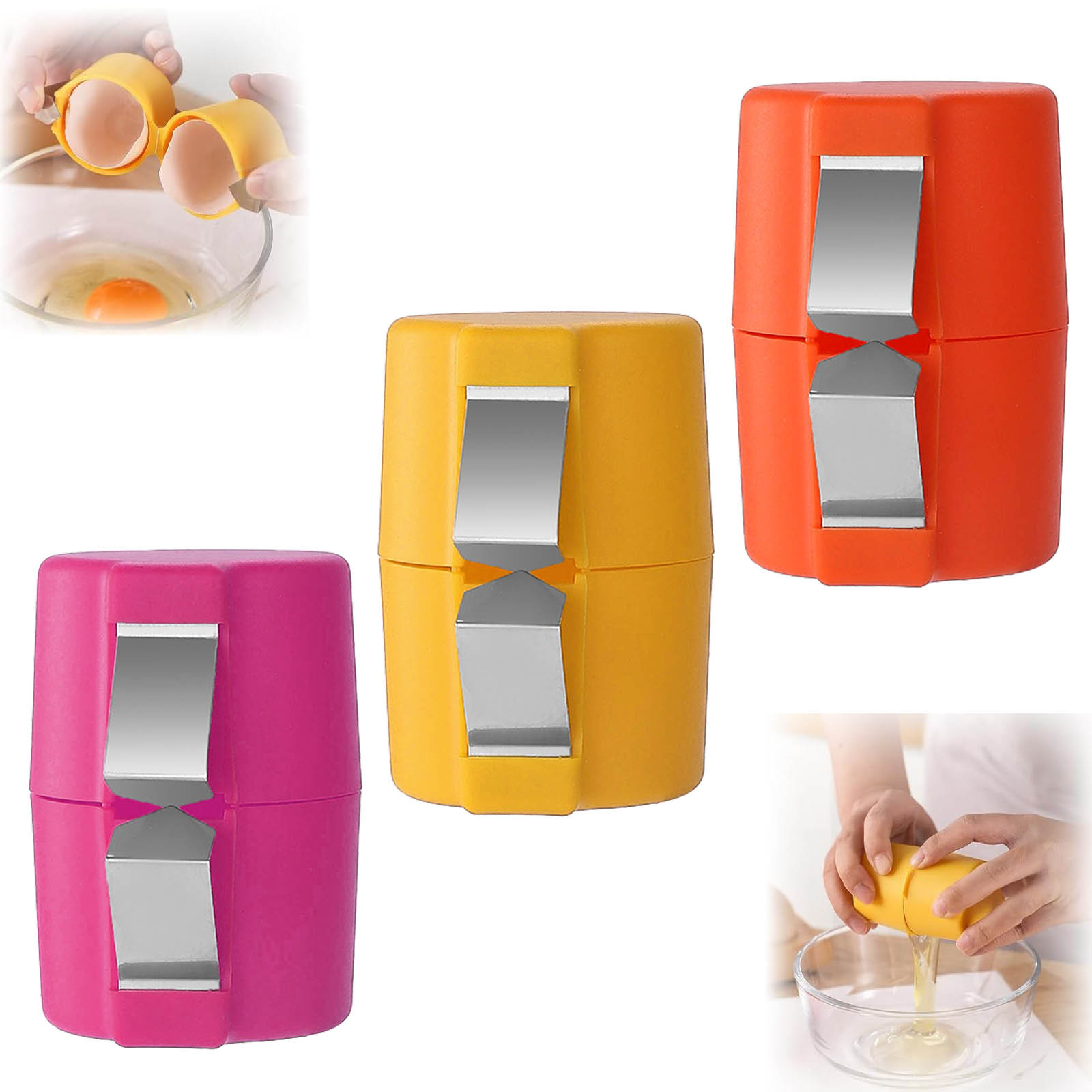 thumbnail video image 2 of Rkxzt Egg Shell Remover for Hard Boiled Egg,Egg Shell Opener,Stainless Steel Egg Cup,Egg Peeler Tool,Egg Shell Cutter Tool Separator,Eggshell Opener,Egg Opener Topper Cutter (orange,3pc), 2 of 3