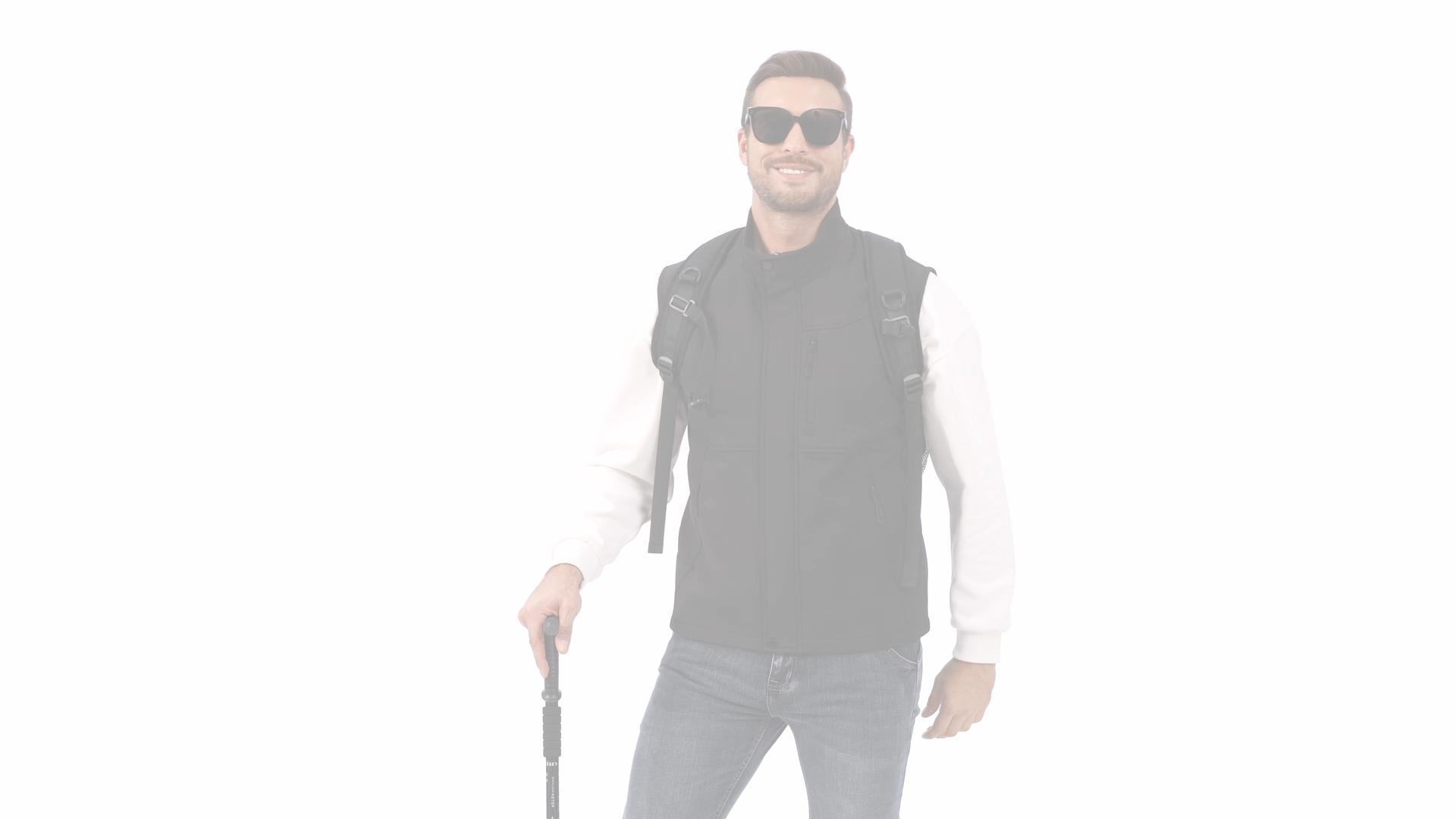 thumbnail video image 2 of Zehisen Men's Utility Hiking Sweater Vest Waterproof Softshell Outdoor Fleece Lined Zip Up windproof vest Black M, 2 of 10