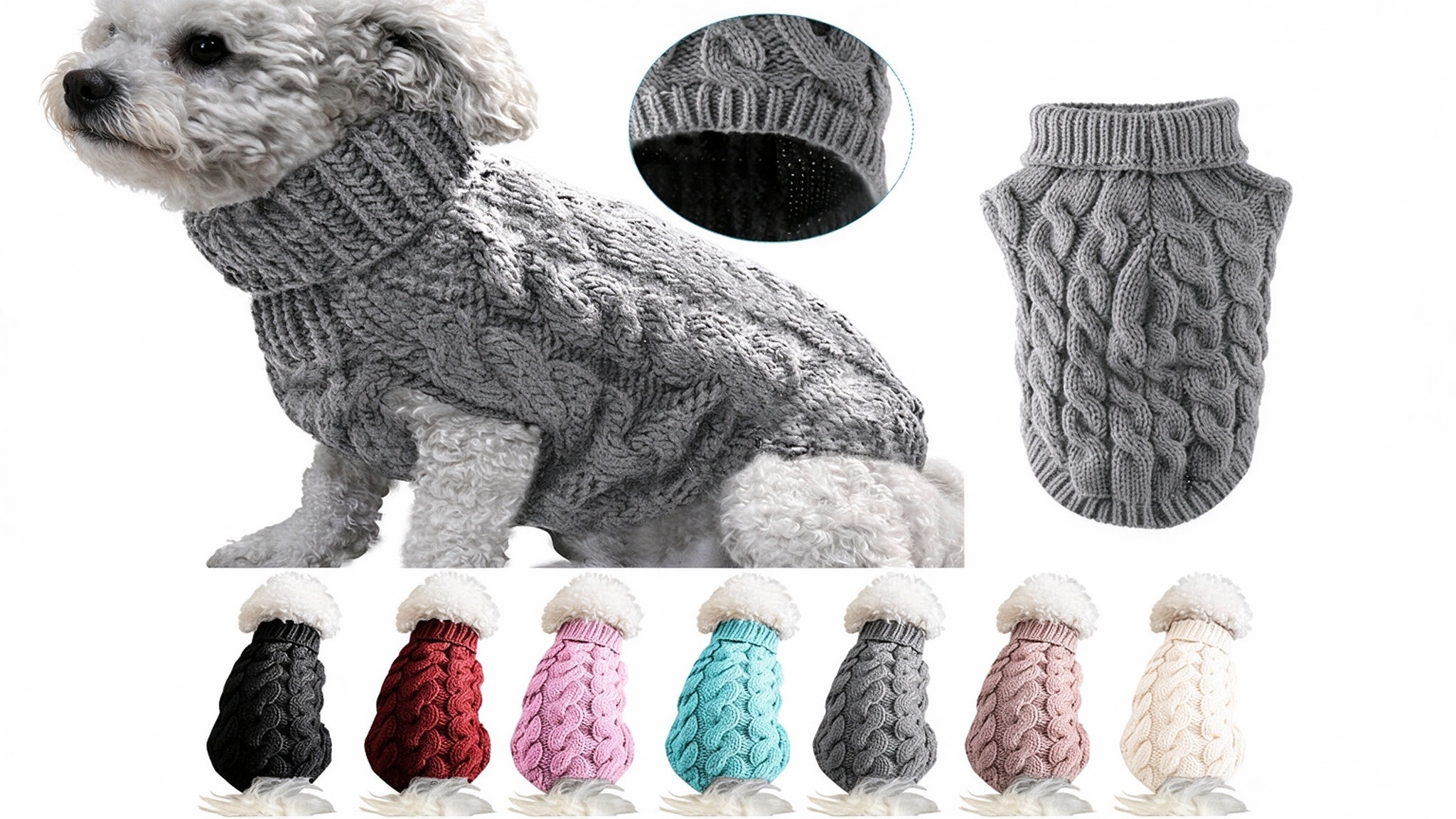 thumbnail video image 2 of Clearance!!! Dog Sweater Fashiom Pets Solid Winter Dog Sweater Knitted Warm Sleeveless Pet Clothes Dog Apparel & Accessories Winter, 2 of 6