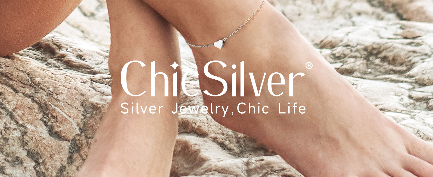thumbnail video image 2 of ChicSilver Anklets for Women S925 Sterling Silver Heart Pendant Ankle Chain Summer Beach Jewelry Ladies Fashion Anklet Waterproof, 2 of 9