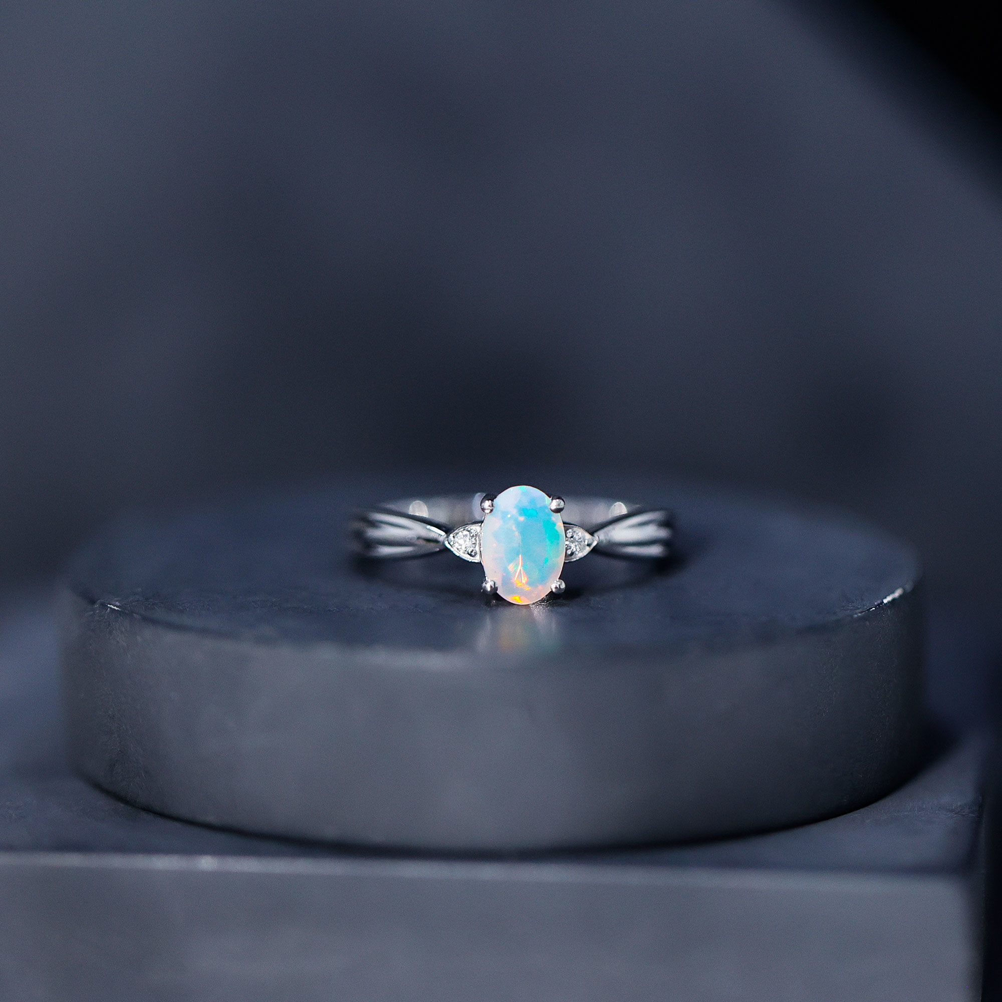 thumbnail video image 2 of Rosec Jewels Oval Ethiopian Opal Engagement Ring with Diamond - 0.9 Carat Opal Solitaire Ring for Women - AAA Grade, 10K Yellow Gold, US 7.50, 2 of 9